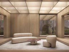 ASAWA Sculptural Contemporary Sofa in Fabric and solid wood