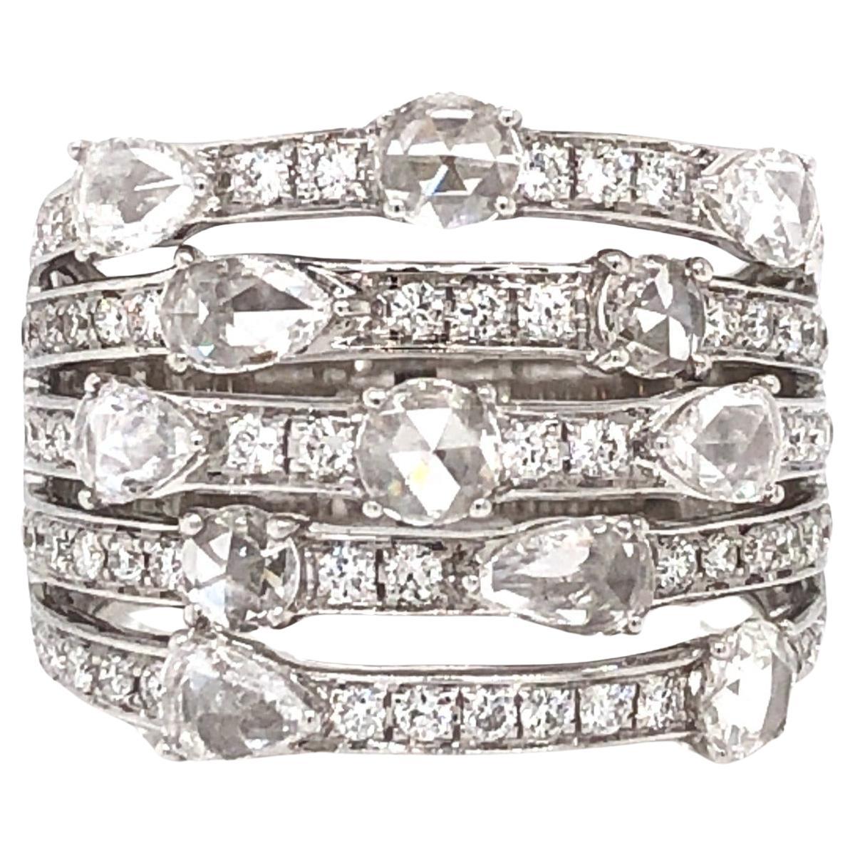 ASBA Collection 5 Row Band Rose and Brilliant Cut Diamonds 1.84 cts. t.w. 18k For Sale