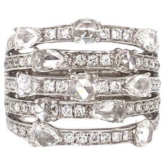 Collection'S a 5 file di diamanti taglio rosa e brillante 1,84 carati al w. 18 ct.