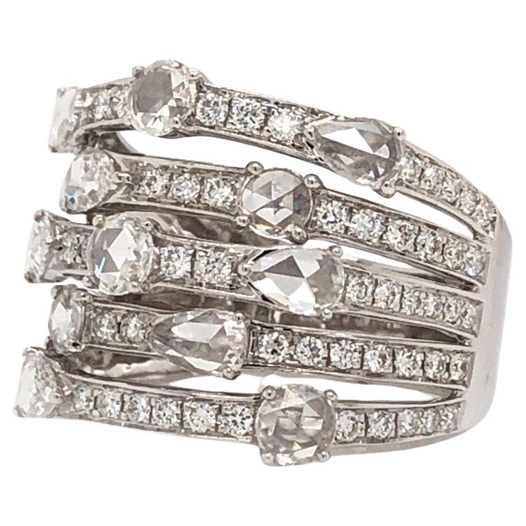 Asba Collection 5 Row Band Rose and Brilliant Cut Diamonds 1.84 Carat ...