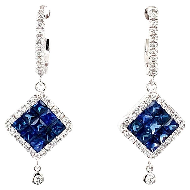 Saphir Bleu Créé En Laboratoire - Princess Cut Corner, 0.35 Carats, 4mm, Qualité AAAAA - Neuf Sans Emballage