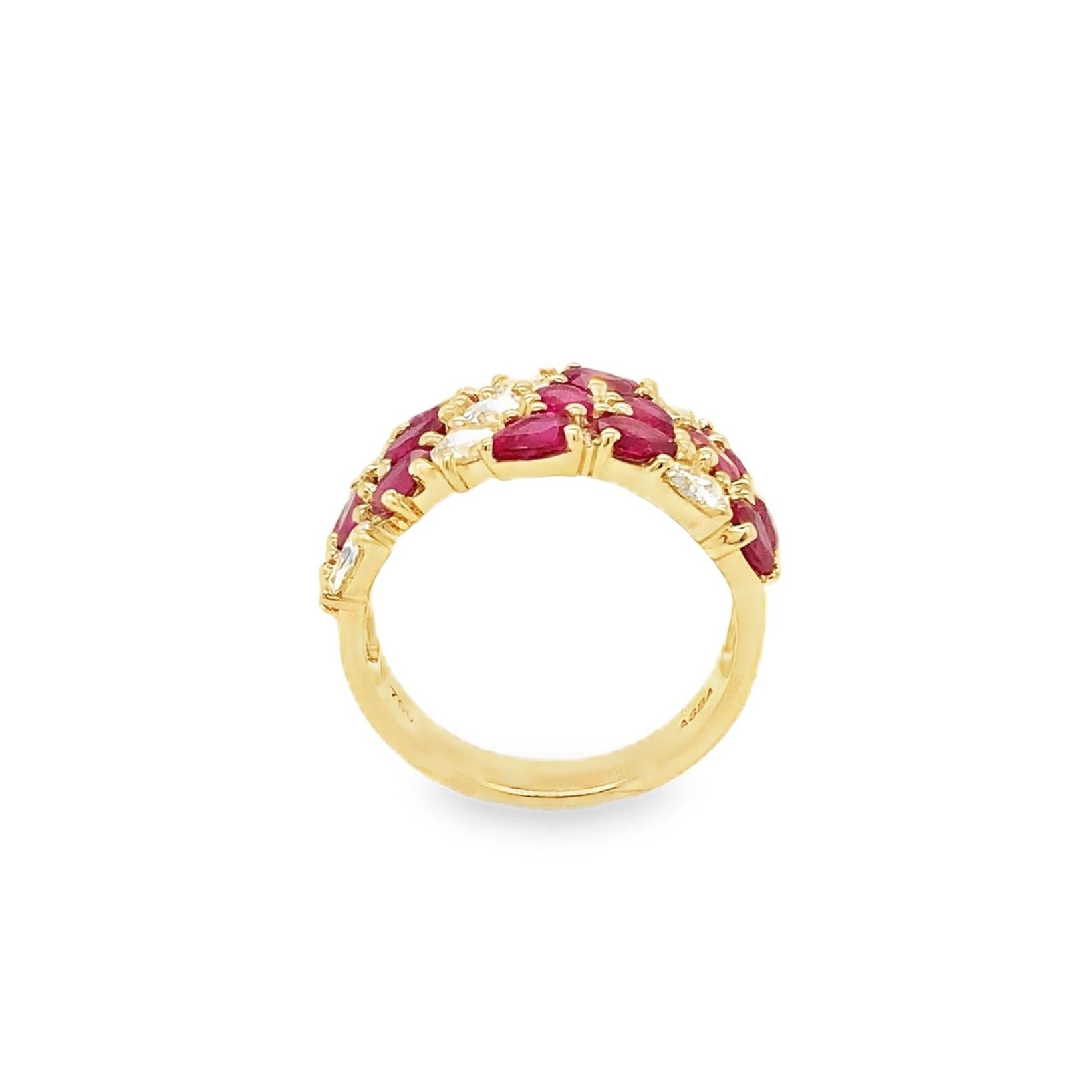 ASBA Collection Fine Ruby and Rose Cut Diamond Band Set in 18K Yellow Gold For Sale 6