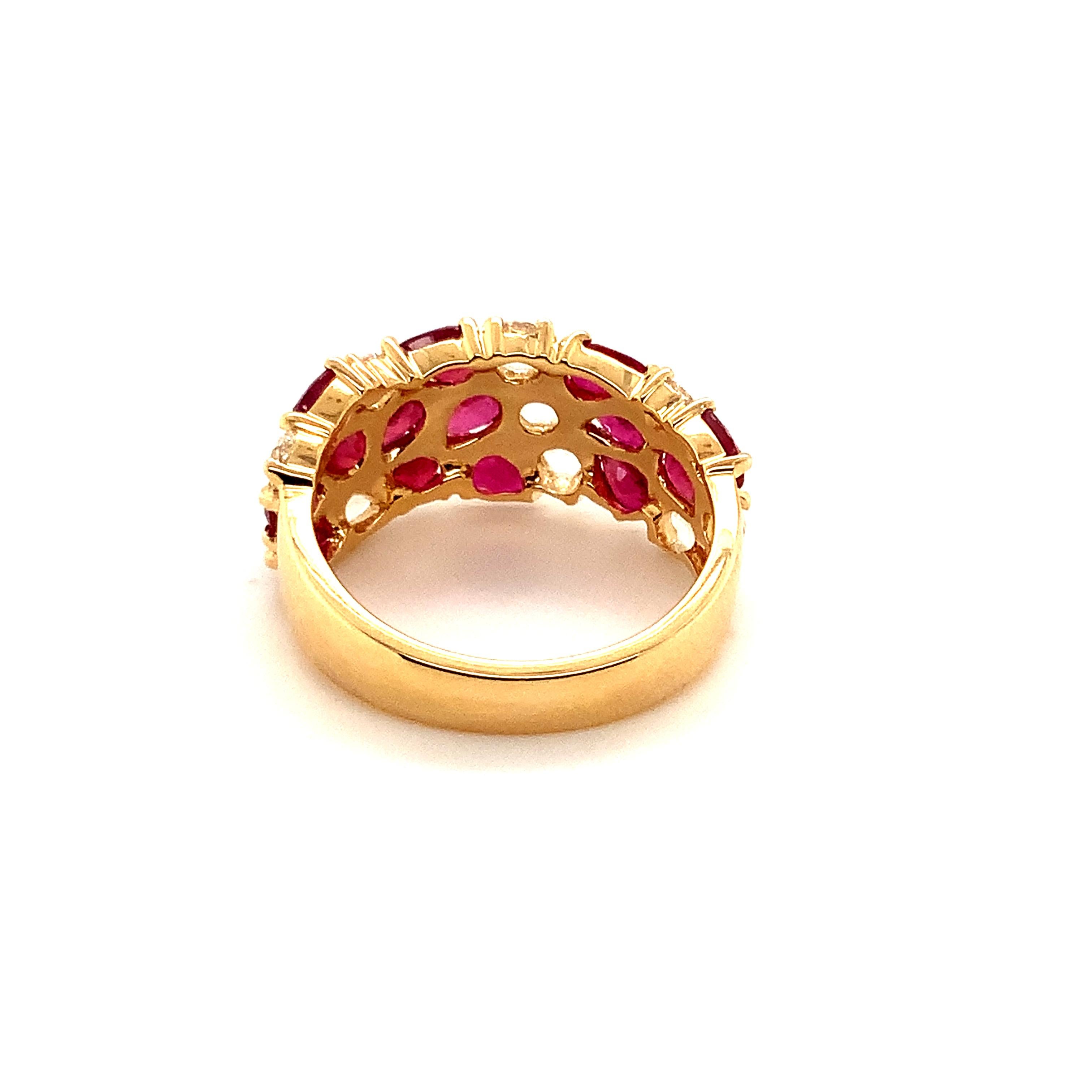 Women's ASBA Collection Fine Ruby and Rose Cut Diamond Band Set in 18K Yellow Gold For Sale