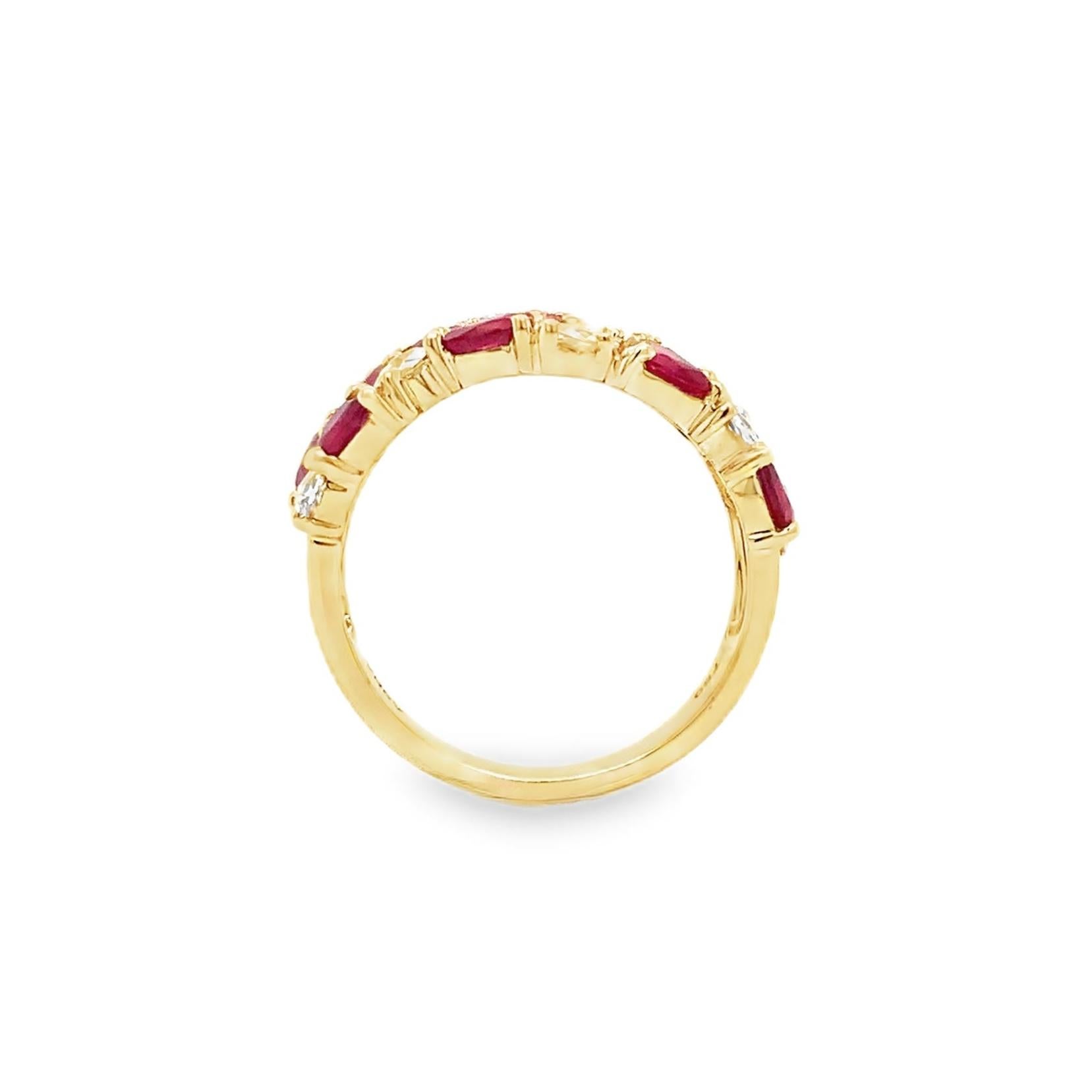 ASBA Collection Fine Ruby and Rose Cut Diamond Band Set in 18K Yellow Gold For Sale 3