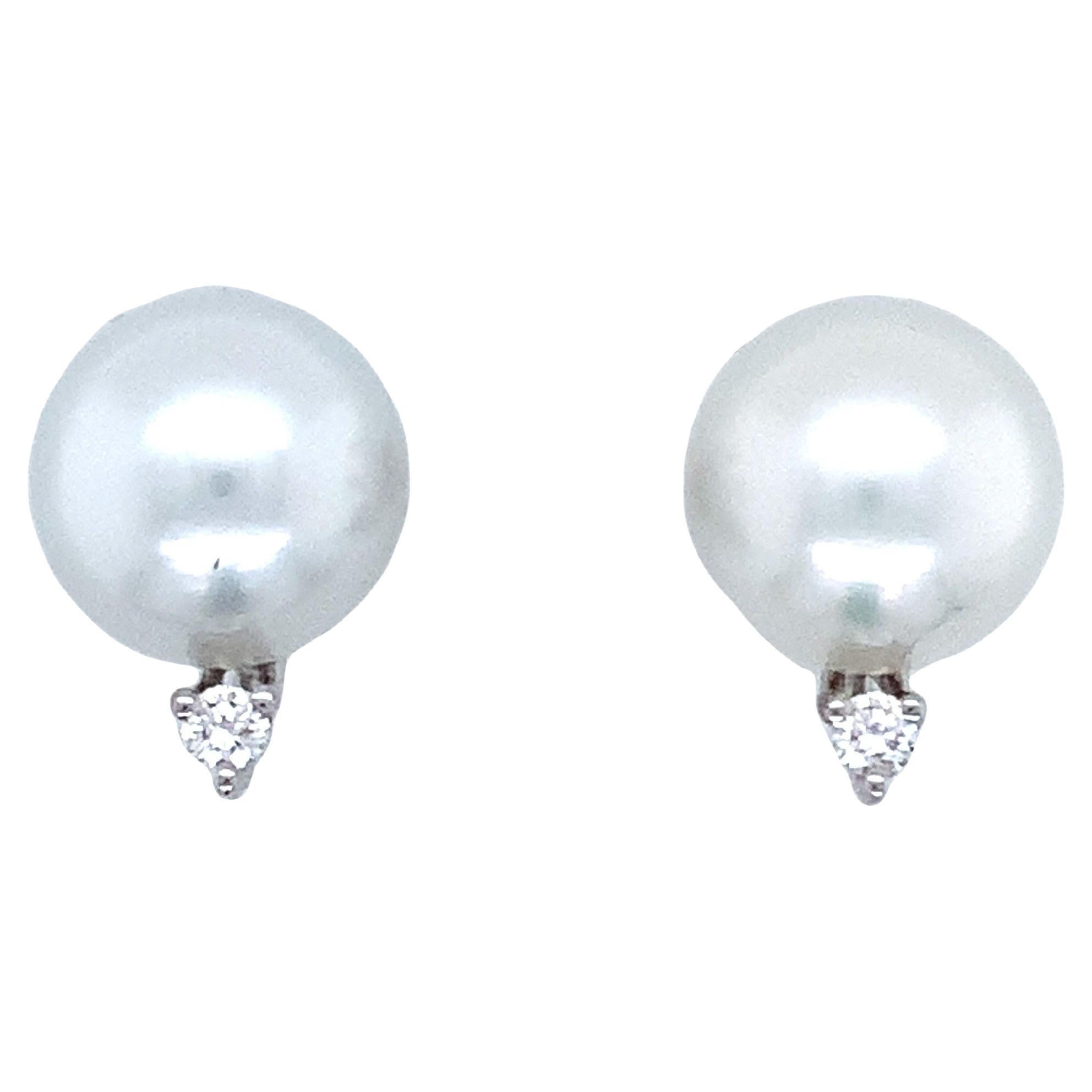 Conjunto de pendientes de perlas del mar del sur y diamantes de la Colección ASBA en oro blanco de 14 quilates
