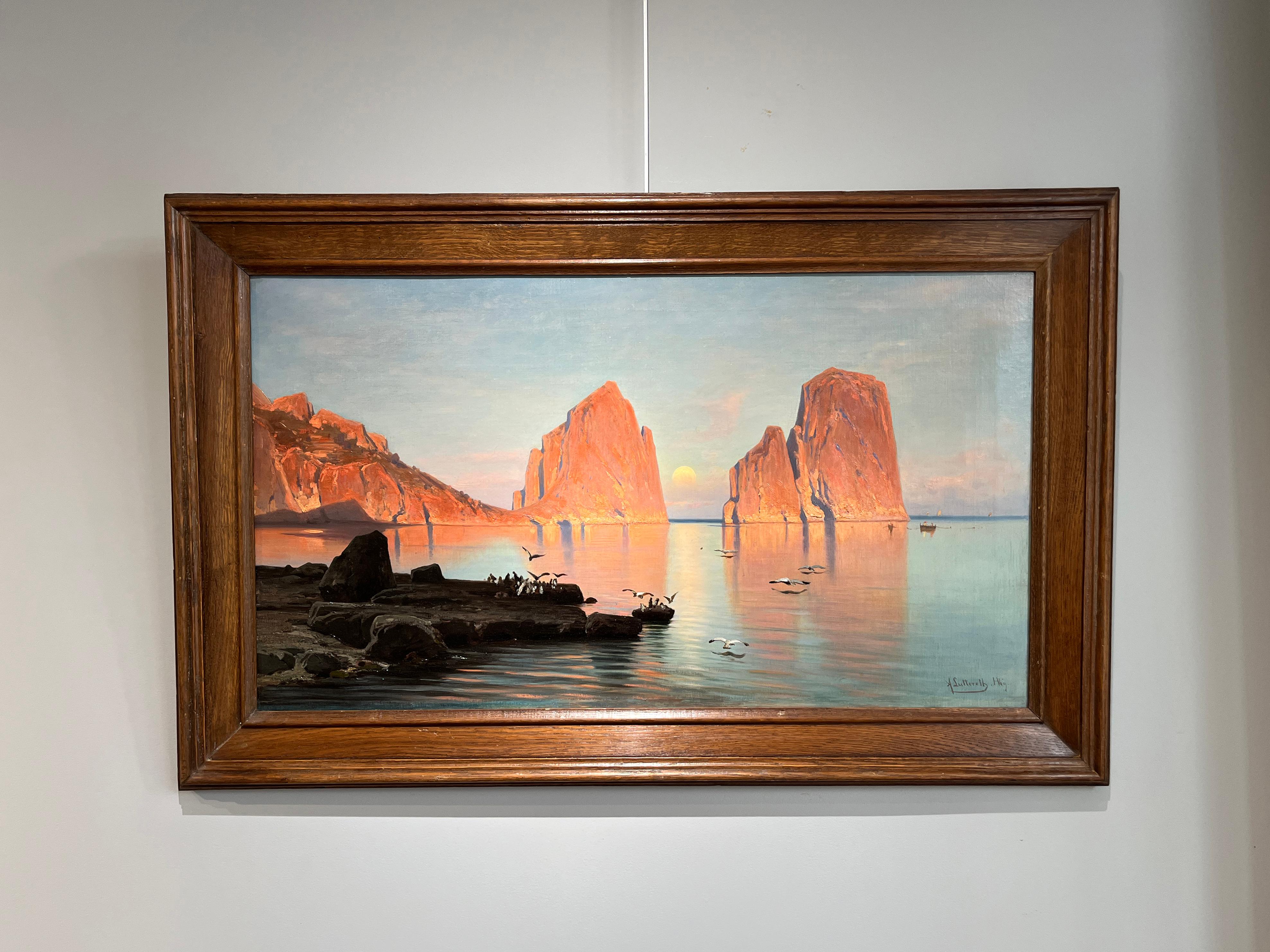 Capri - The Faraglioni - Beige Landscape Painting by Ascan Lutteroth