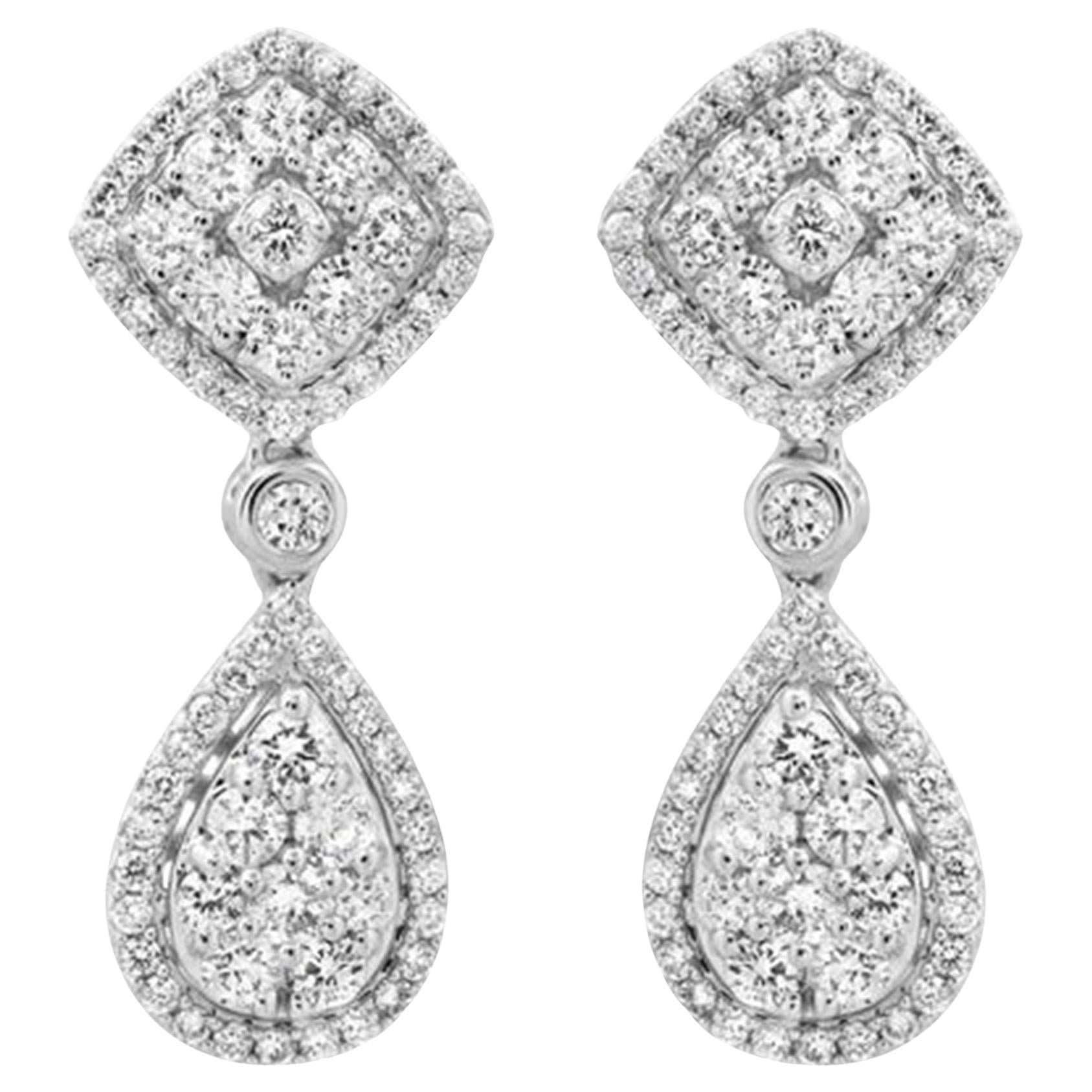 Ascending Light 14K (or 18k upon request) Yellow Gold Diamond Drop Earrings For Sale