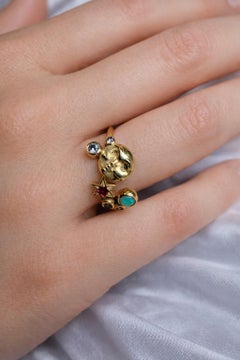 Aufsteigender Opal Moonface Ring