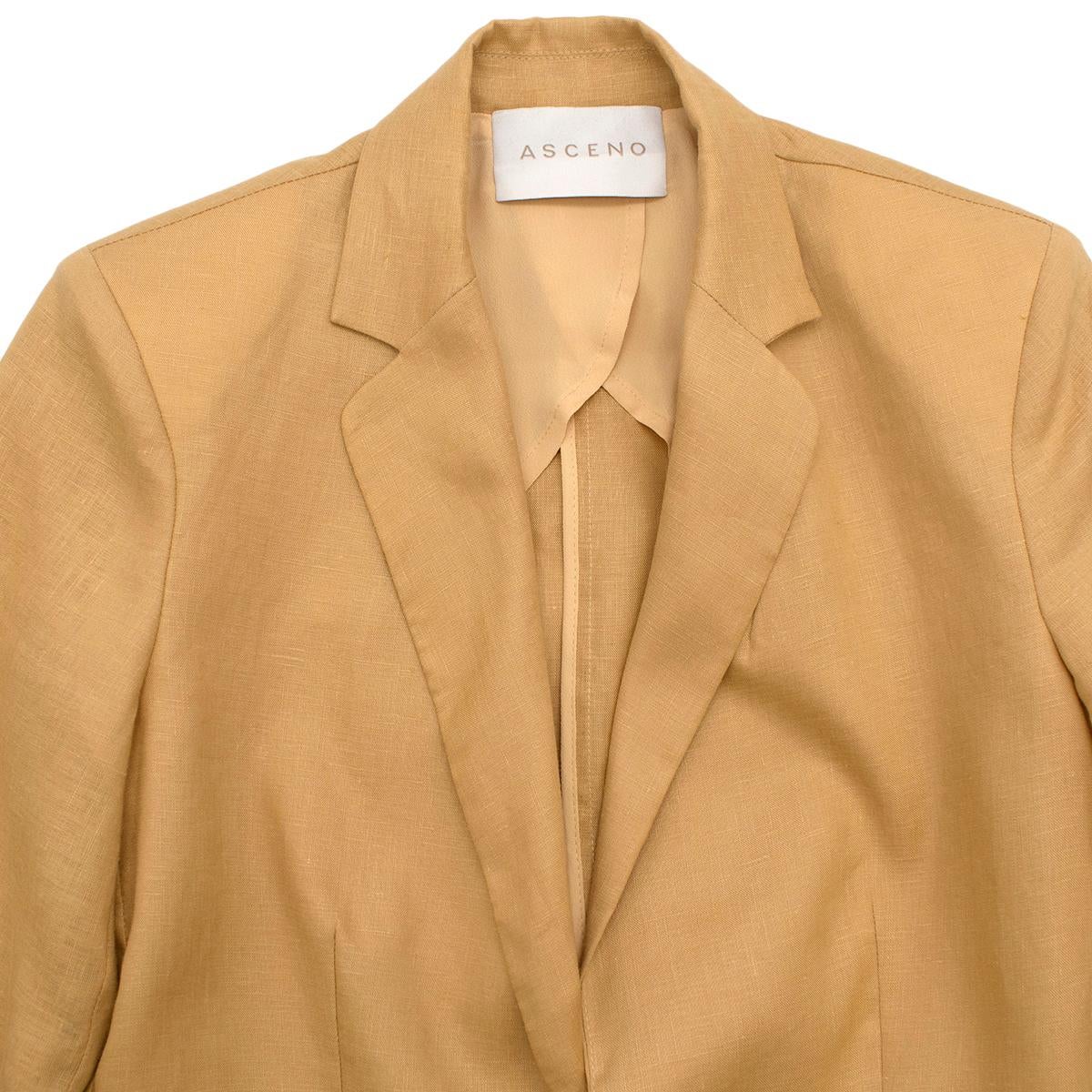 Orange Asceno Azores Mustard Linen Blazer and Rivello High-Rise Trouser - US size 4 For Sale