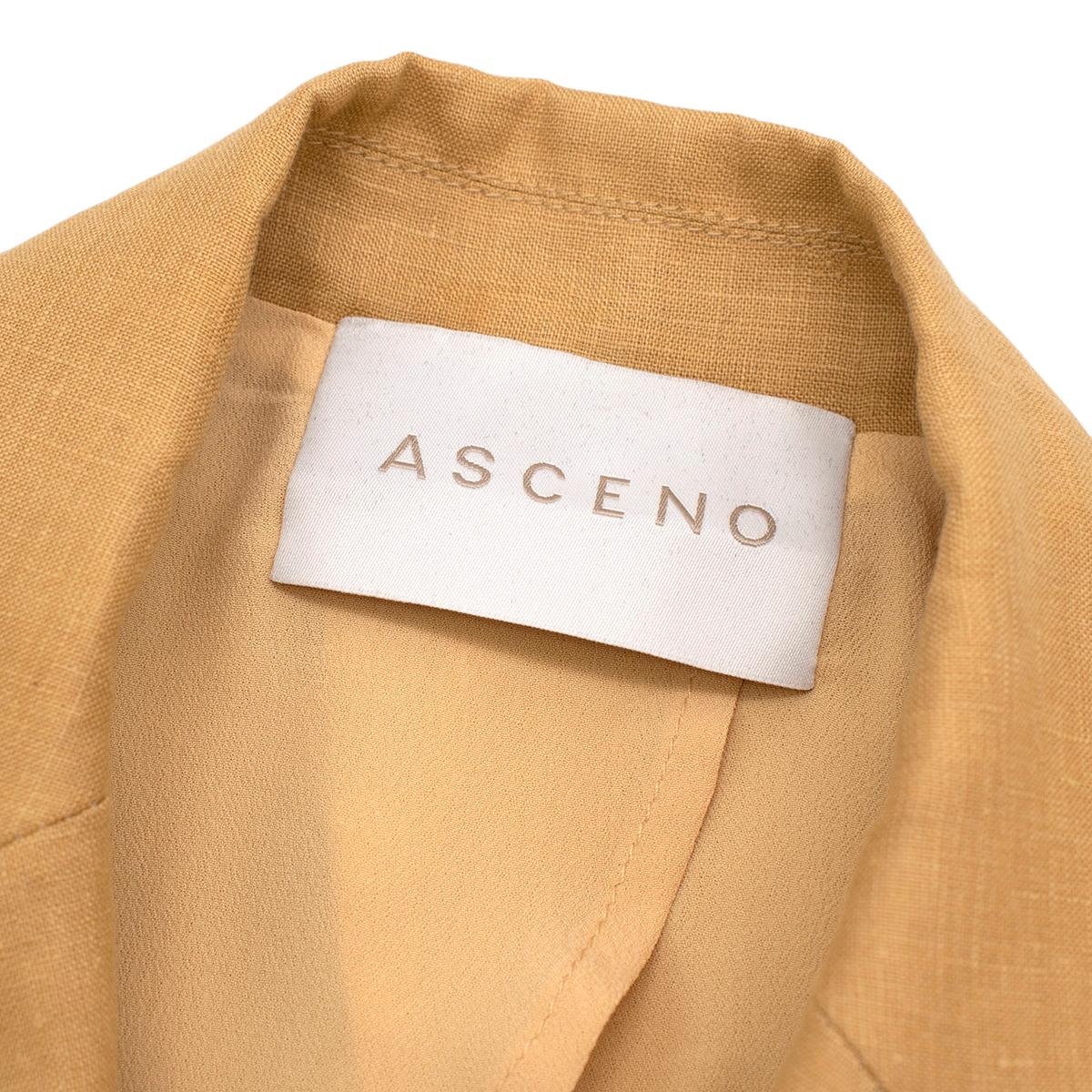 Asceno Azores Mustard Linen Blazer and Rivello High-Rise Trouser - US size 4 In New Condition For Sale In London, GB
