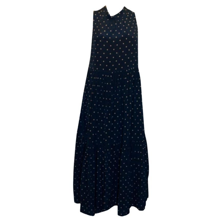 Asceno Blue and White Silk Spot Dress For Sale