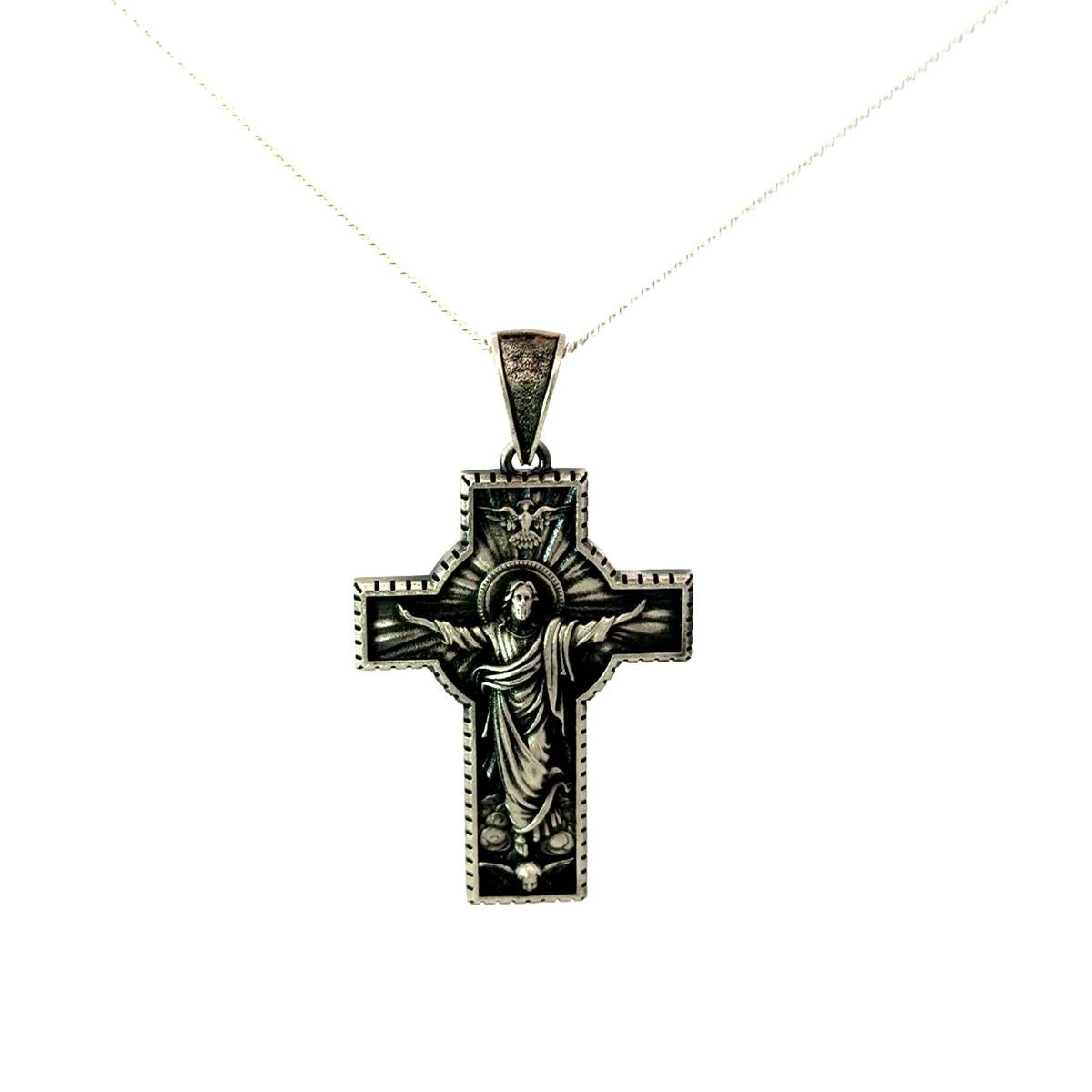 Herrenanhänger „Ascension Engraved Jesus in Cross“ für ihn aus massivem Silberschmuck im Angebot 2