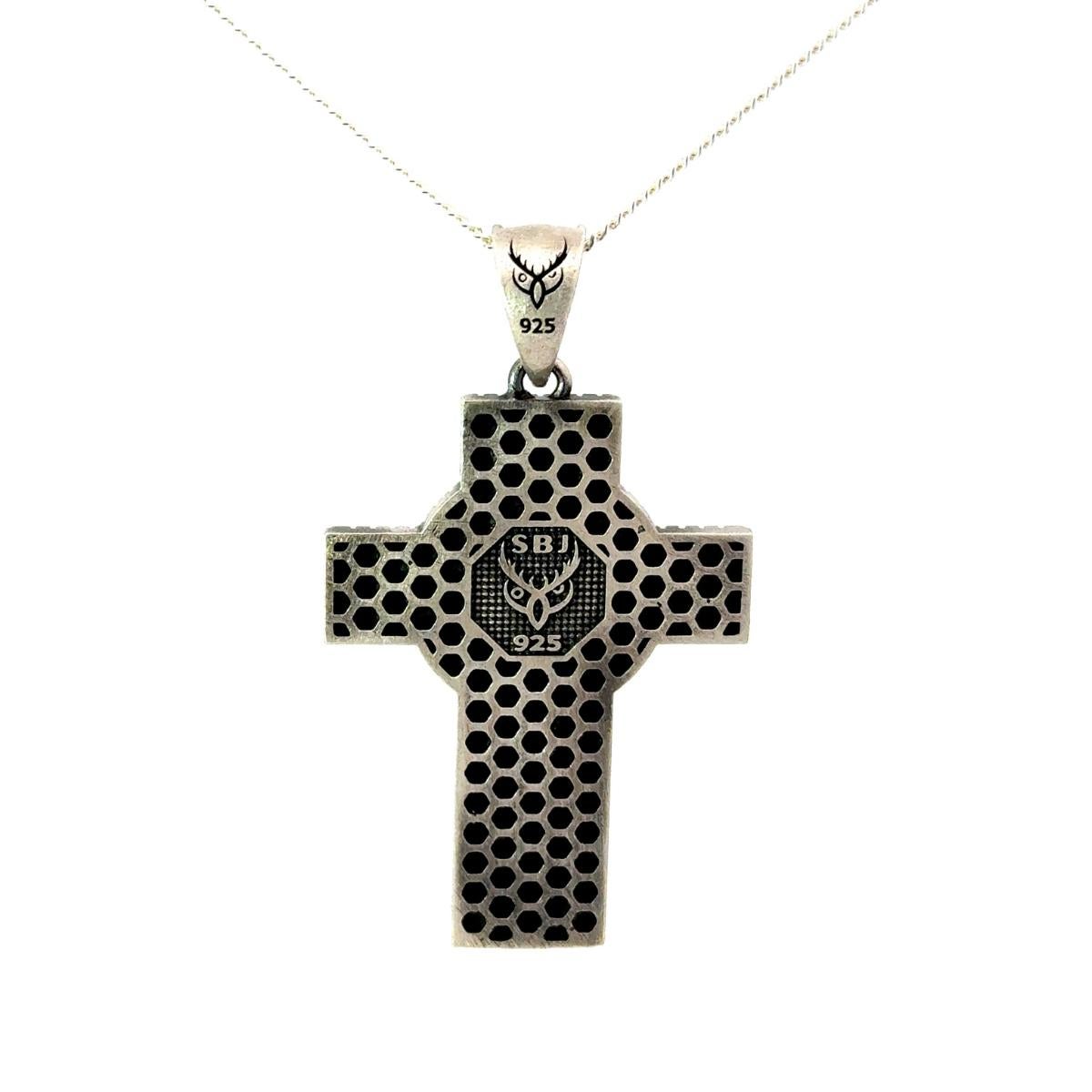 Herrenanhänger „Ascension Engraved Jesus in Cross“ für ihn aus massivem Silberschmuck im Angebot 4