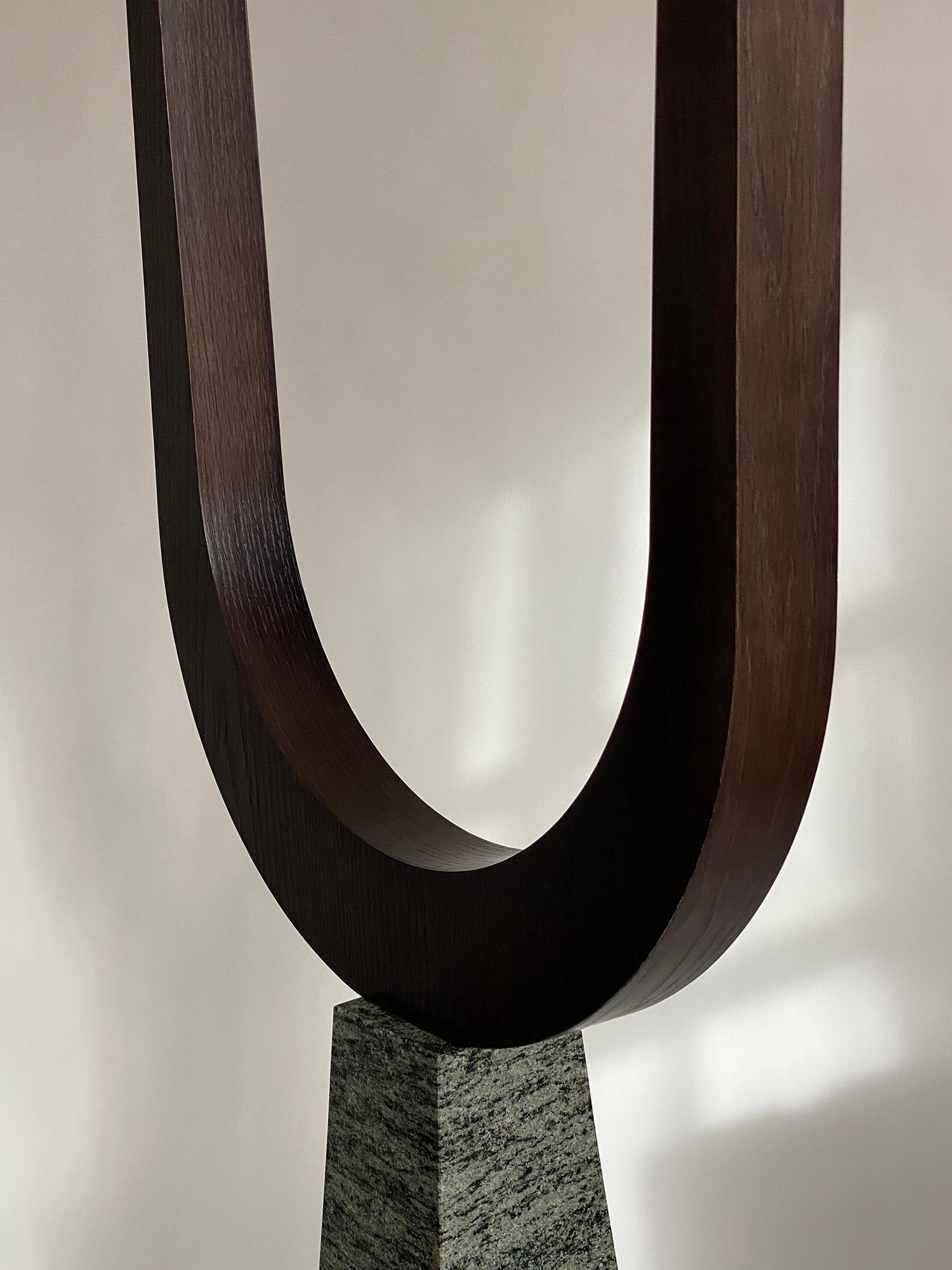 Contemporary Modern Handcrafted Sculptural Floor Light in Marble and Oak by BelBar Studio For Sale