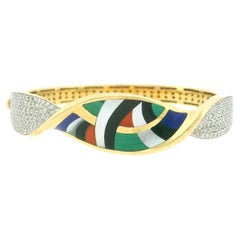 Bracelet torsadé à motif en mosaïque « Asch Grossbard » en or jaune 14 carats