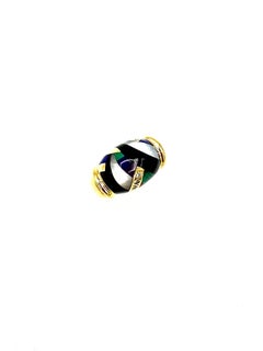 Asch Grossbardt 0.12 Carats Diamond and Gemstone Abstract Yellow Gold Ring