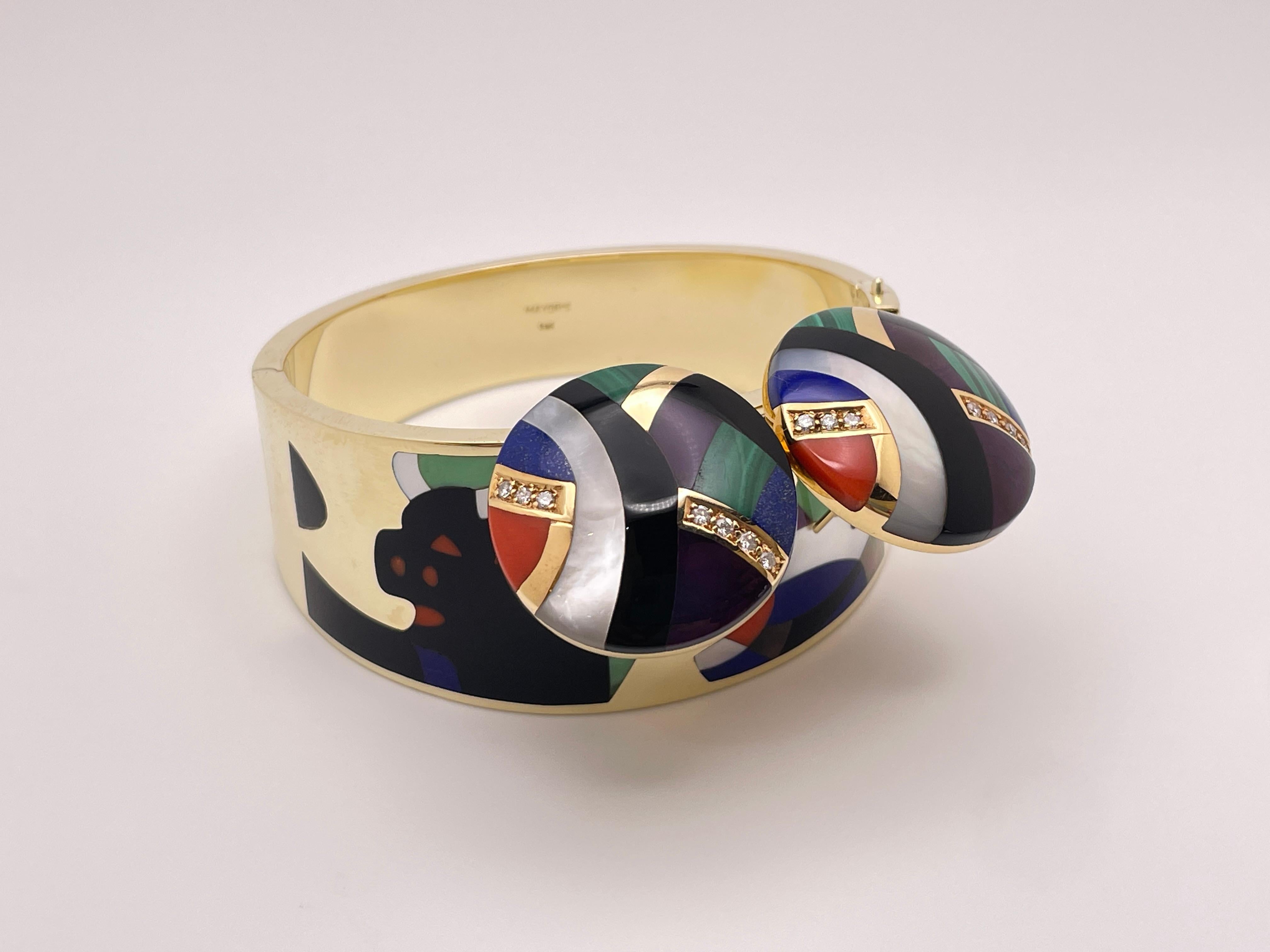 Bracciale e orecchini Asch Grossbardt in oro 14K con diamante astratto Picasso in vendita 12