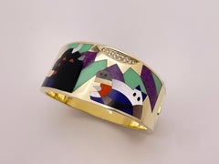 Asch Grossbardt 14K Gold Diamond Abstract Picasso Cuff Bracelet & Earrings Set