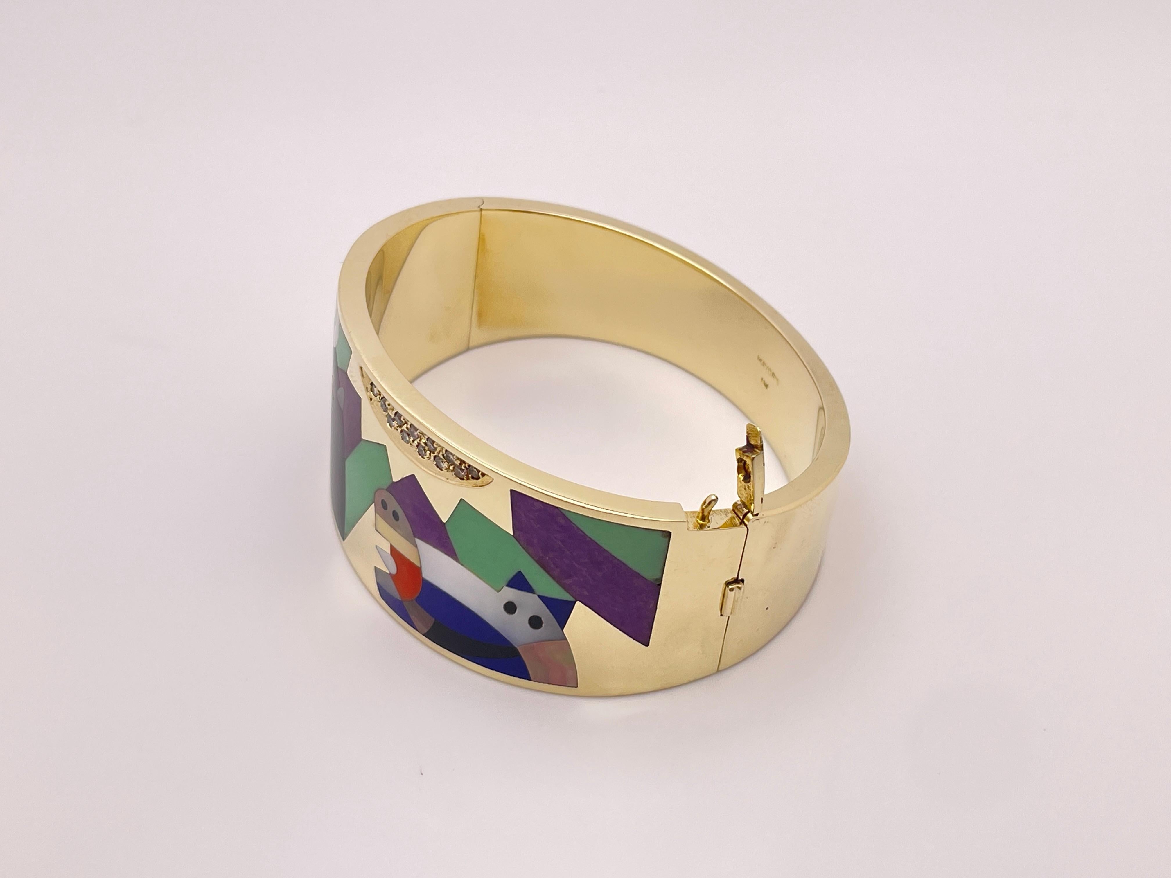 Bracciale e orecchini Asch Grossbardt in oro 14K con diamante astratto Picasso in vendita 2