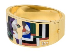 Manschettenarmreif aus 14k Hartstein, Amethyst, Perlmutt und Diamanten von Asch Grossbardt