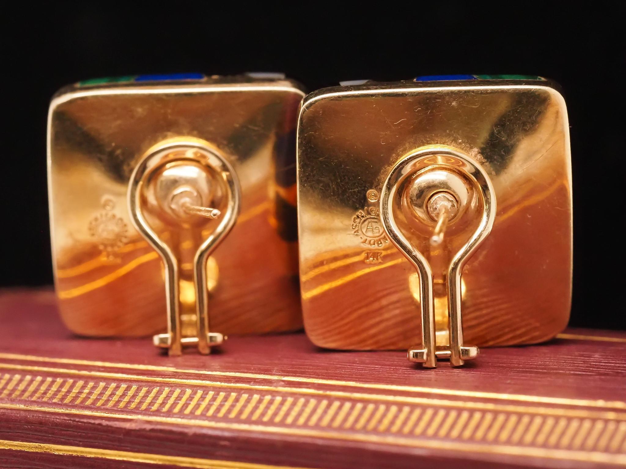 ASCH GROSSBARDT Boucles d'oreilles en or jaune 14 carats Excellent état - En vente à Atlanta, GA