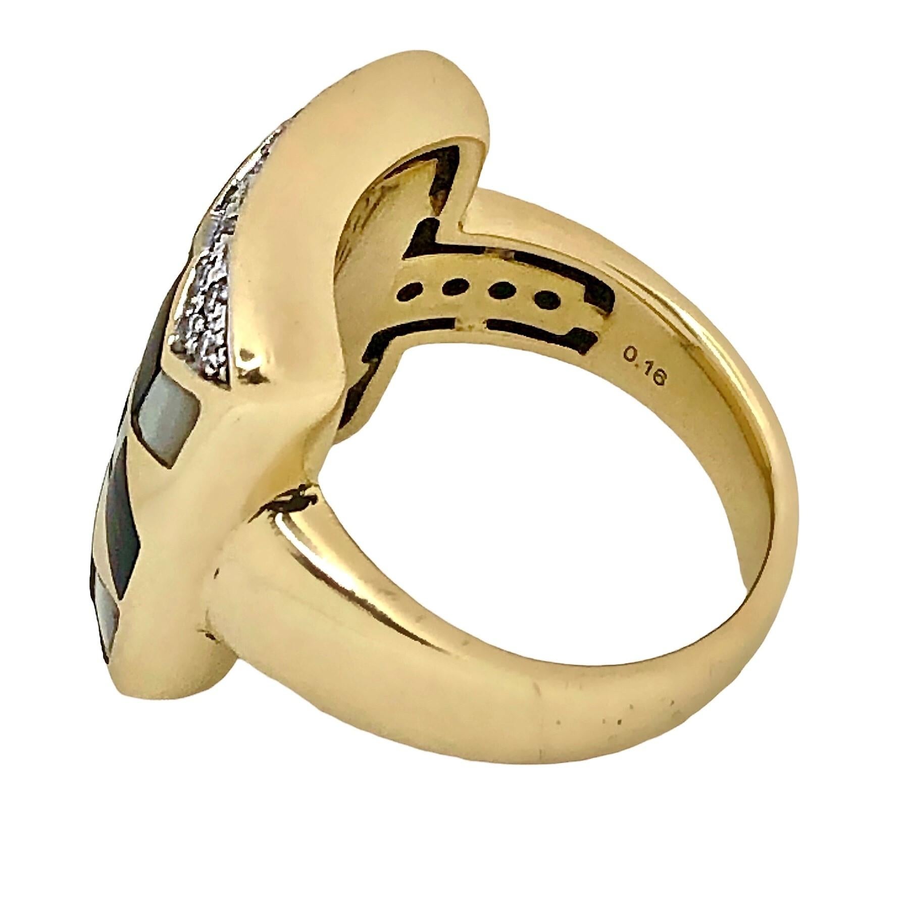 Modern Asch Grossbardt 14K Yellow Gold Three Dimensional Illusion Zig-Zag Inlay Ring