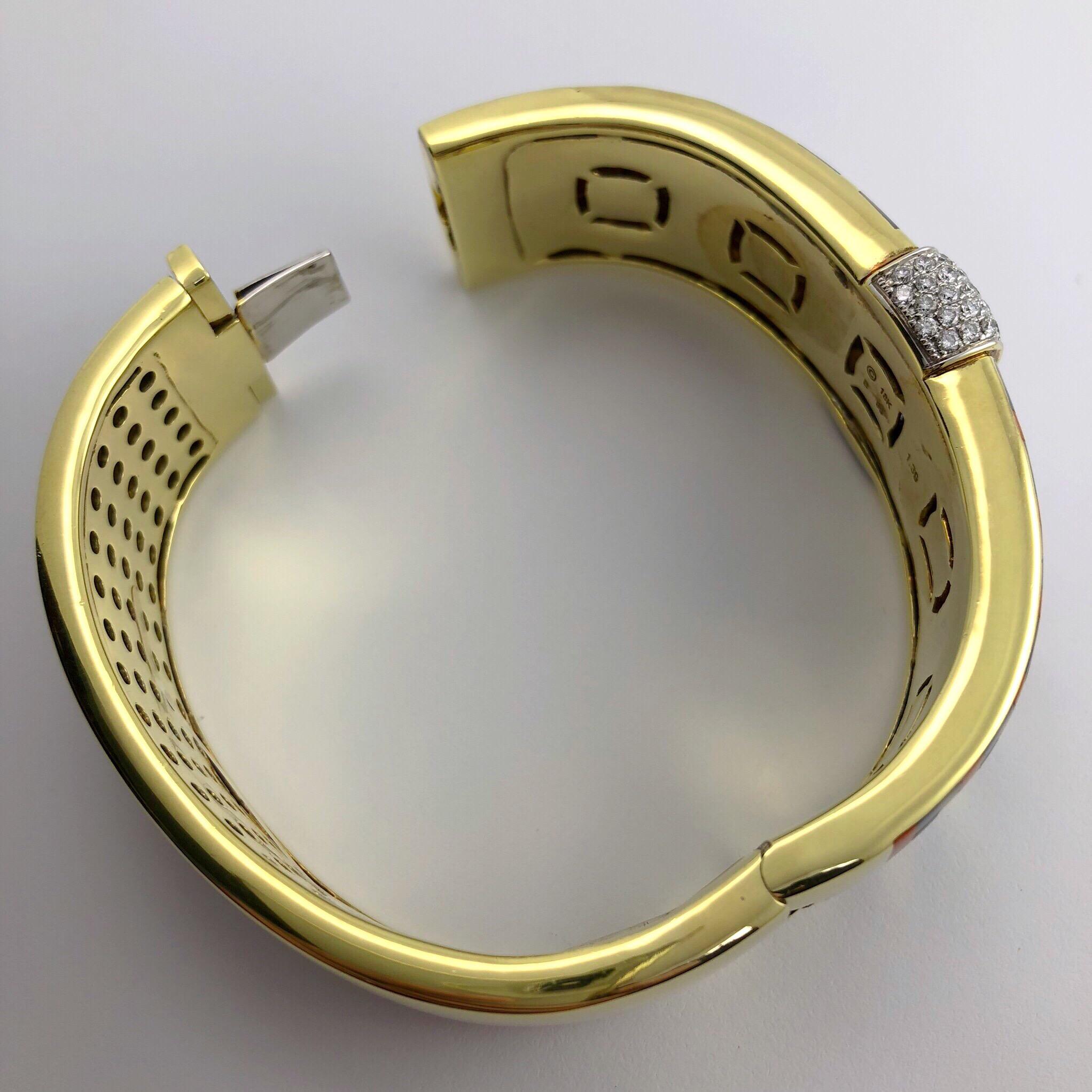 Mixed Cut Asch Grossbardt 18 Karat Gold and 1.39 Carat Diamond  Inlaid Bracelet