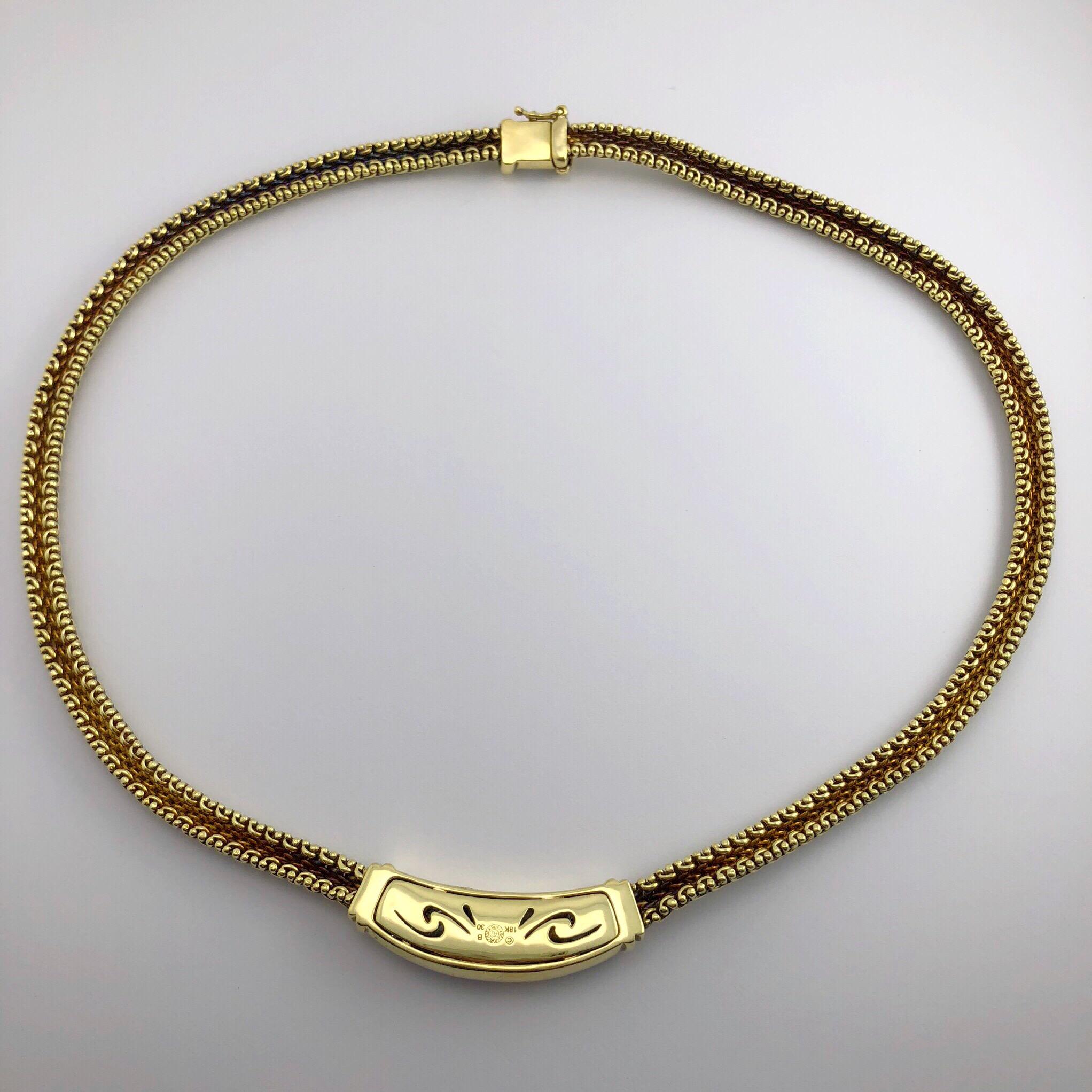 18 Karat Gold Mesh-Halskette von Asch Grossbardt mit Diamant und Perlmutt (Rundschliff)
