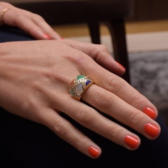 Asch Grossbardt Bague en or jaune 18 carats avec diamants et pierres incrustées