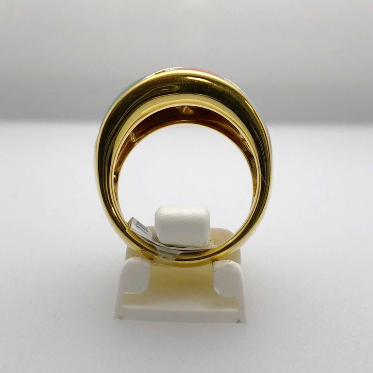 Asch Grossbardt 18 Karat Yellow Gold Ring with Diamonds and Inlaid ...