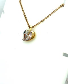 Asch Grossbardt 18 KT YG Heart Pendant with .10 Cts Diamond and Mother of Pearl