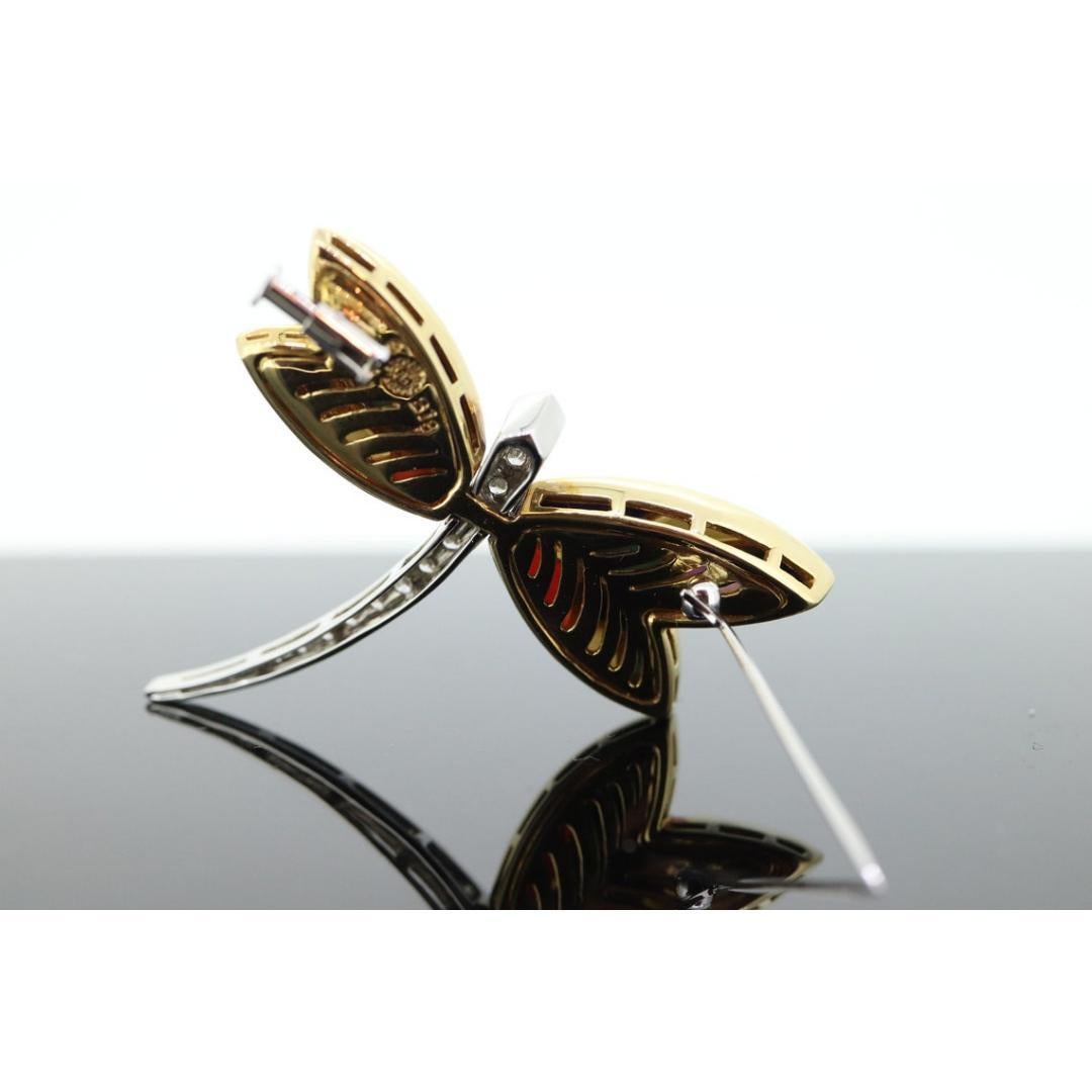 Asch Grossbardt 18K Gelbgold DIAMANTen Intarsien Edelstein DragonFly BROOCH Anhänger im Zustand „Gut“ im Angebot in Port Charlotte, FL