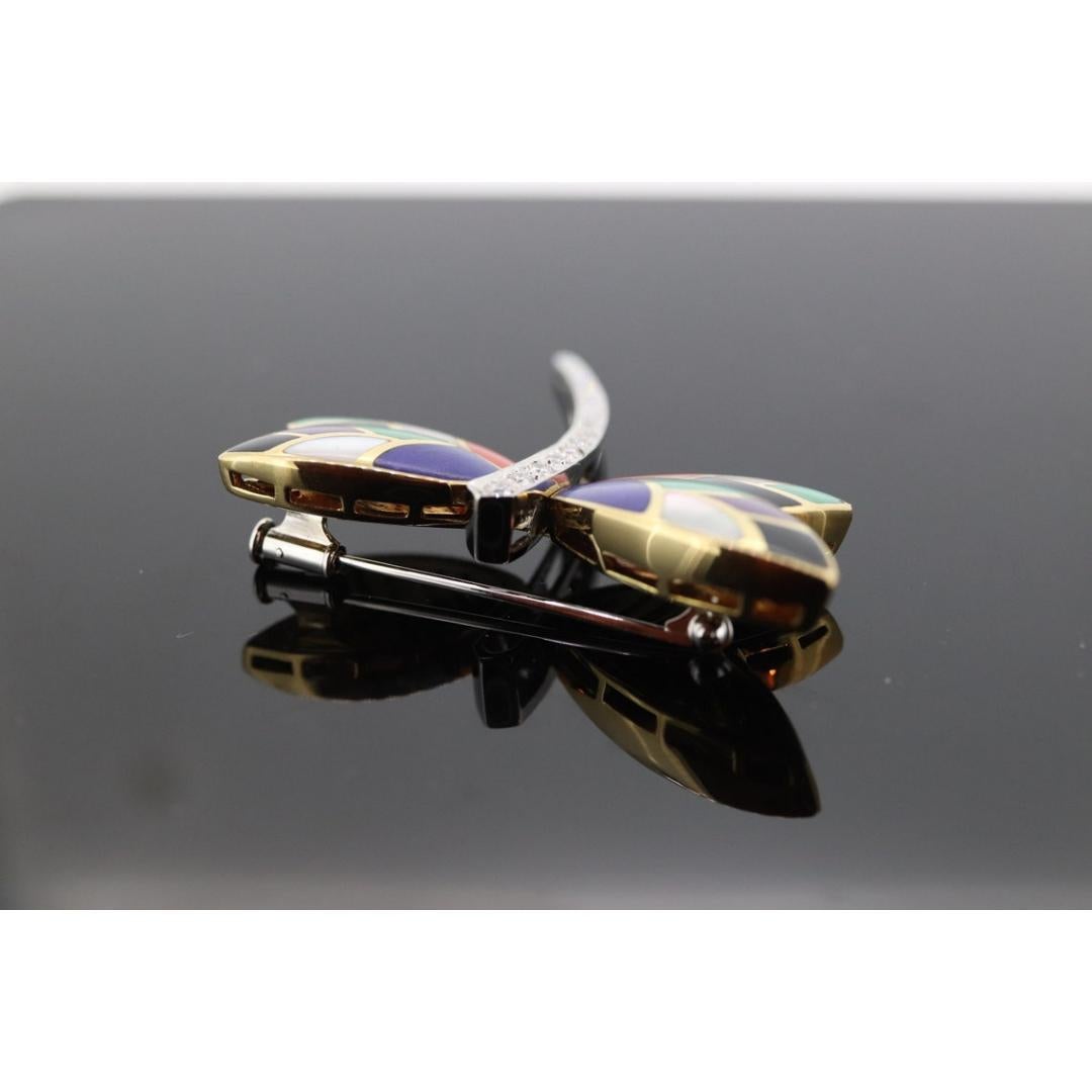 Asch Grossbardt 18K Gelbgold DIAMANTen Intarsien Edelstein DragonFly BROOCH Anhänger im Angebot 3