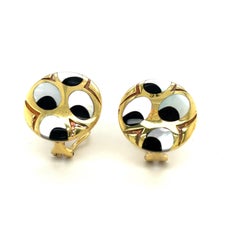 Asch Grossbardt 18KT Yellow Earrings Inlaid with Mother of Pearl and Black Onyx