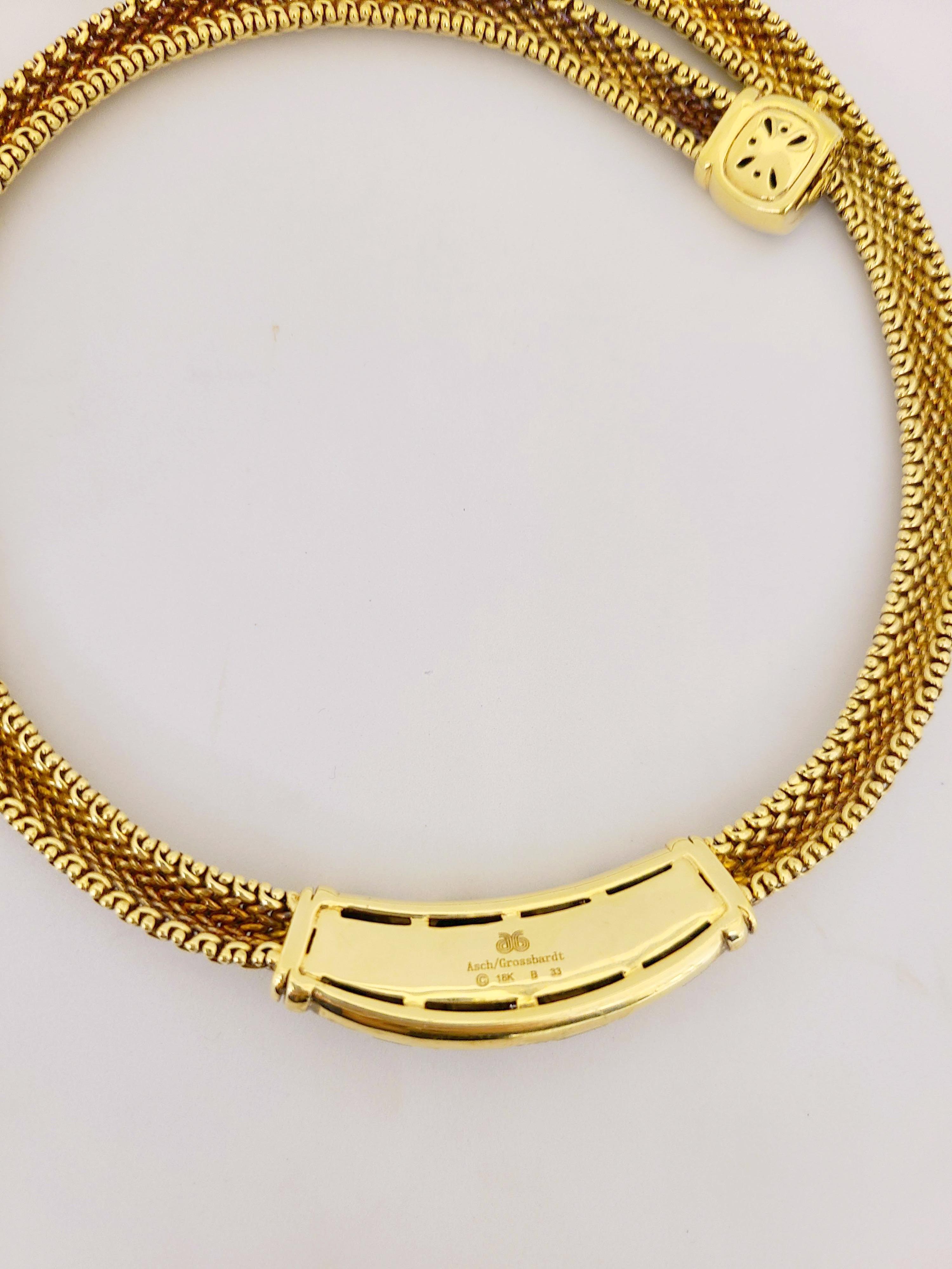 Asch Grossbardt 18 Karat Gold Halskette mit Intarsien aus Onyx, Perlmutt und Diamanten (Rundschliff) im Angebot