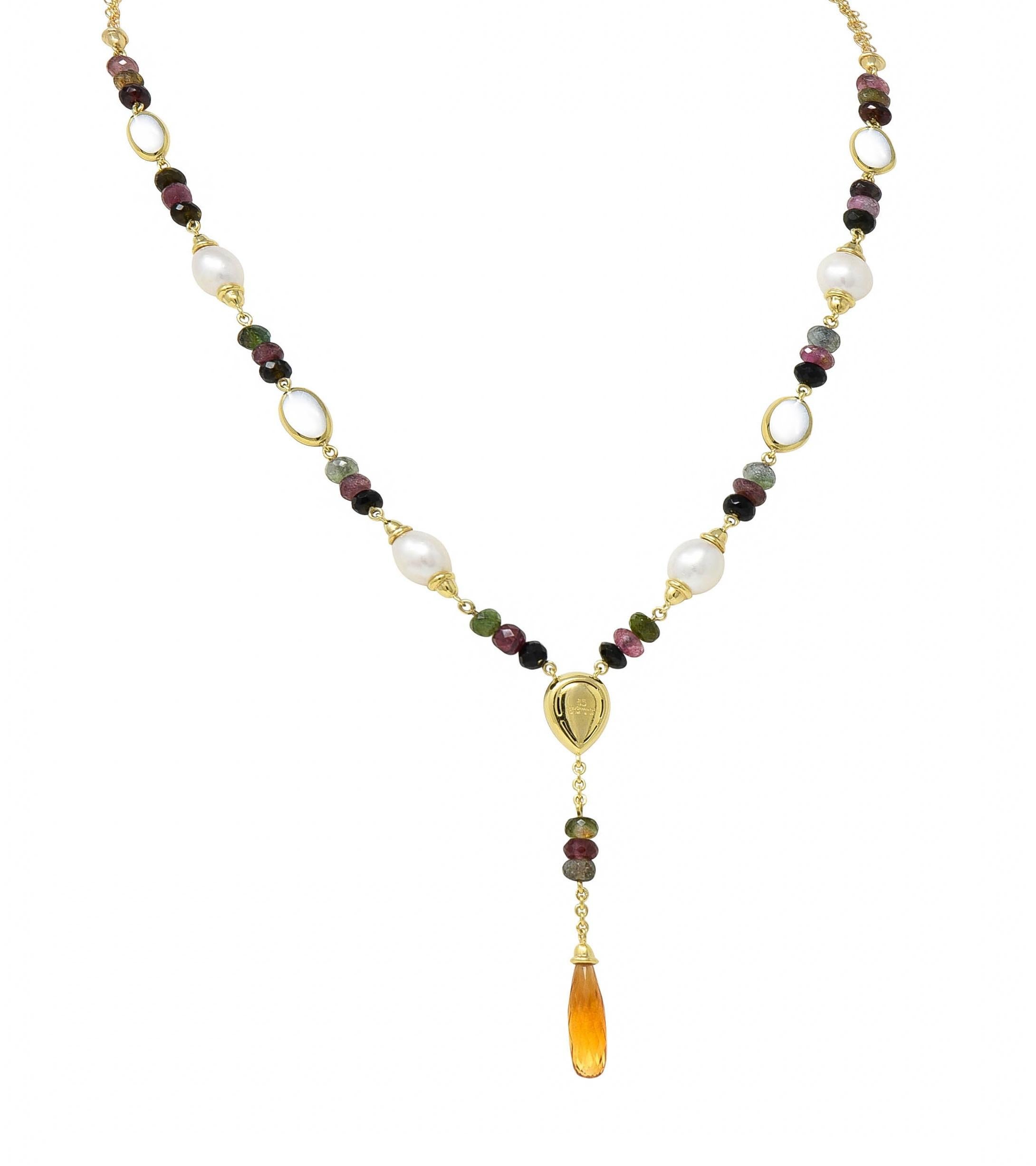 da uomo o donna Asch Grossbardt 2000 Collana con perle e citrino con intarsi in oro 14 carati in vendita