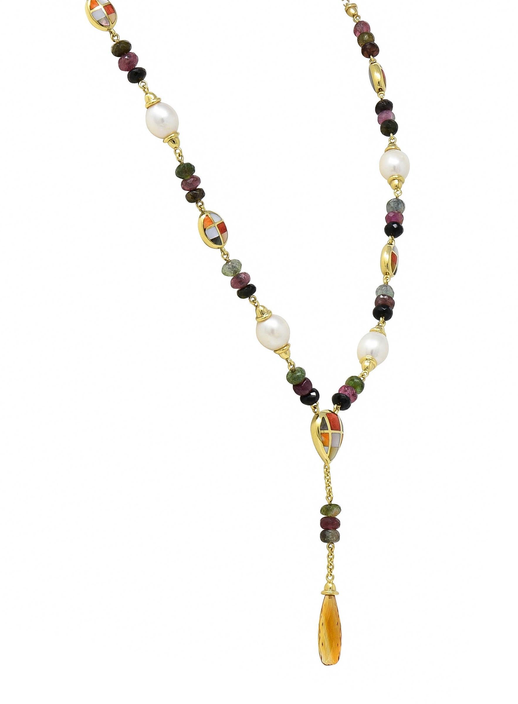 Asch Grossbardt 2000 Collana con perle e citrino con intarsi in oro 14 carati in vendita 1