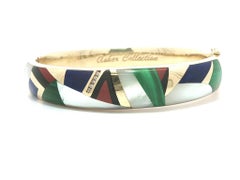 Asch Grossbardt Asher Collection 14k Gold Inlaid Colorful Stone Bangle Bracelet