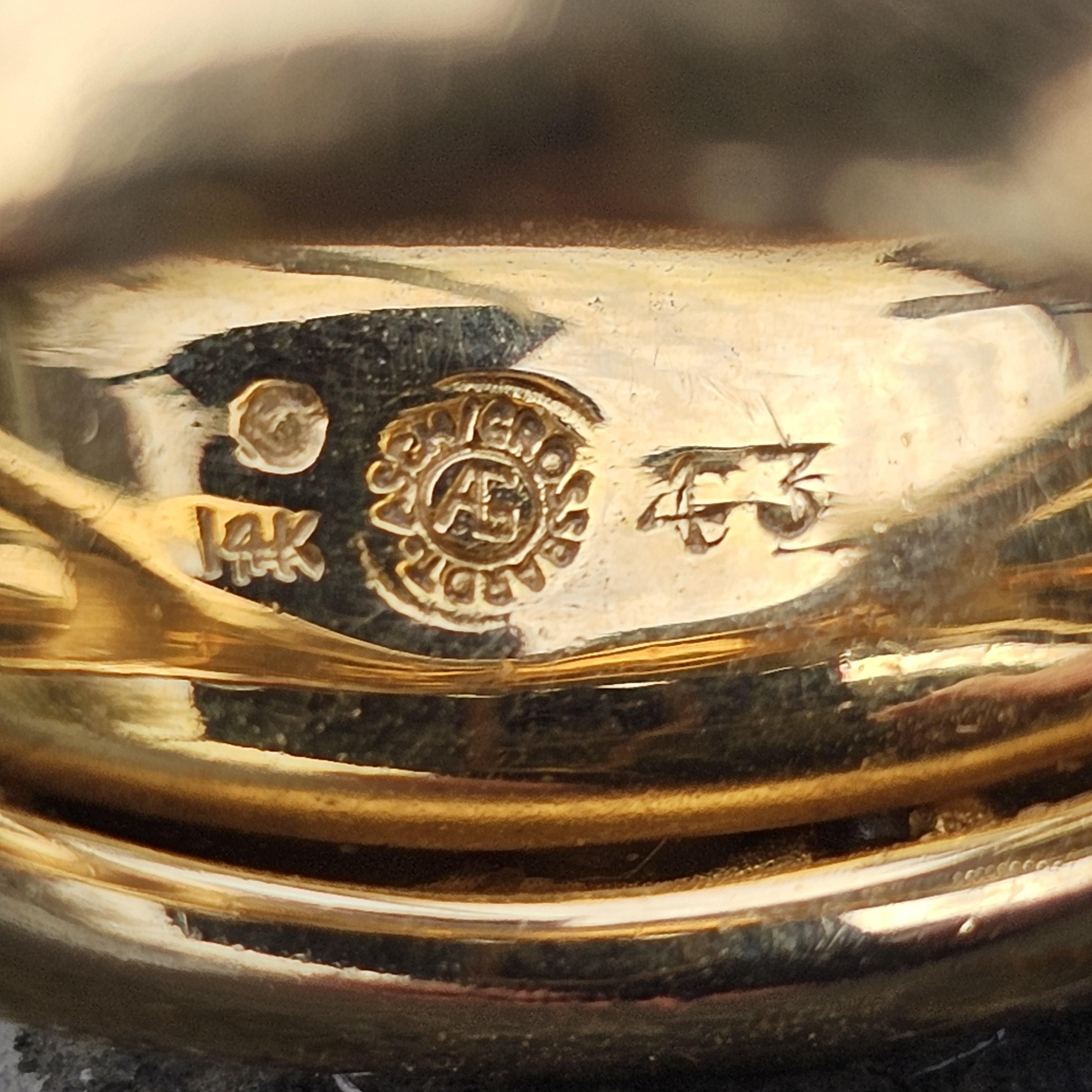 Asch Grossbardt Band Ring Onyx Mutter Perle MOP Diamant 9.7g sz 6.75 im Angebot 2