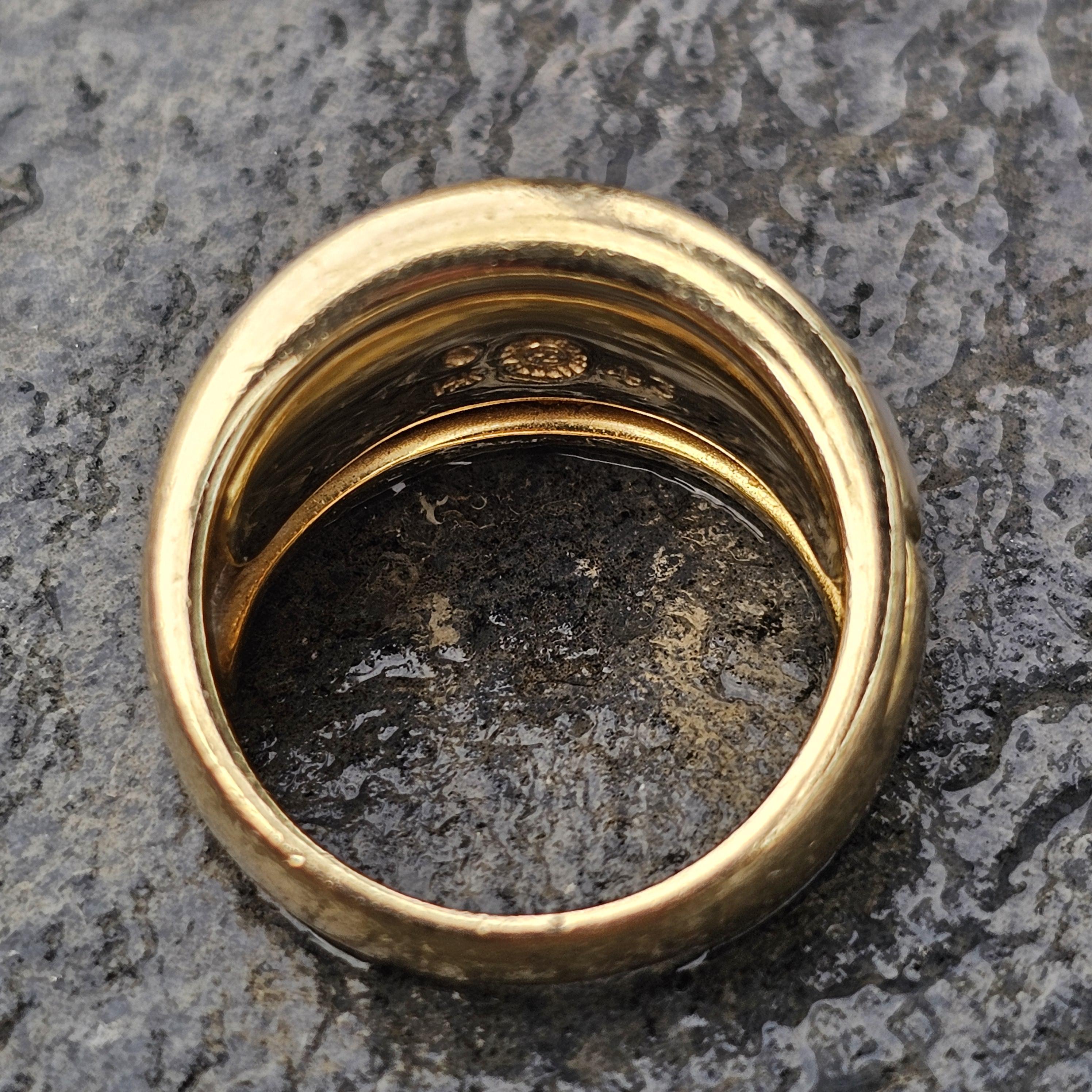 Asch Grossbardt Band Ring Onyx Mutter Perle MOP Diamant 9.7g sz 6.75 im Angebot 4