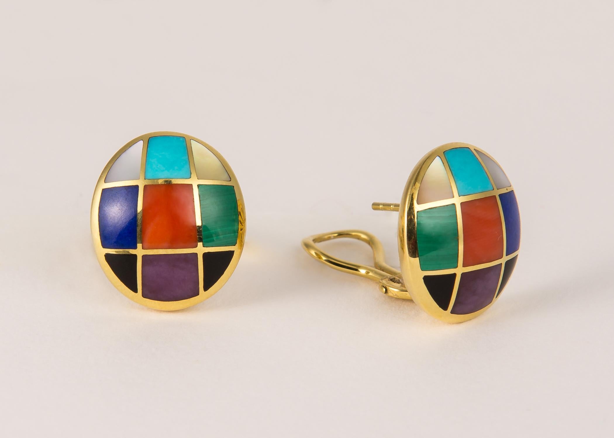 Contemporain Asch Grossbardt Boucles d'oreilles pierres de couleur en vente