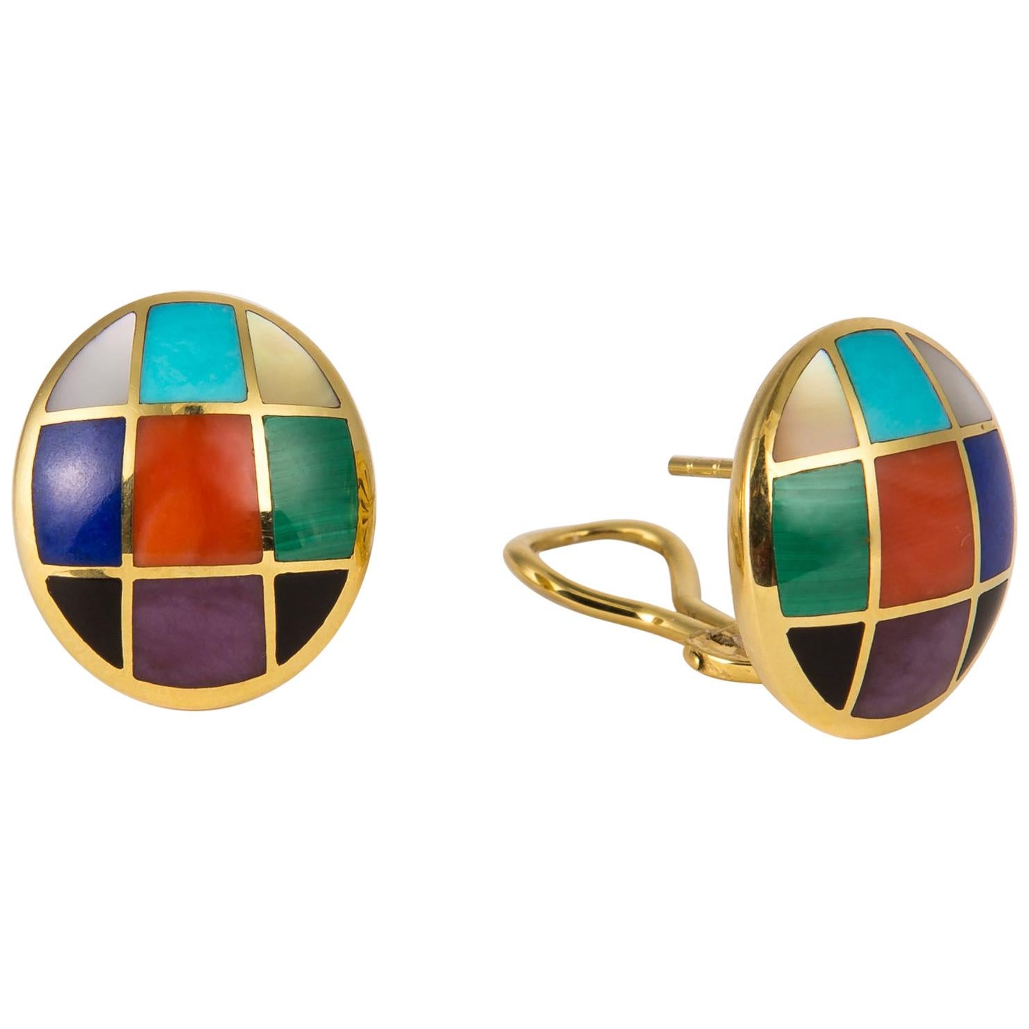 Asch Grossbardt Boucles d'oreilles pierres de couleur en vente