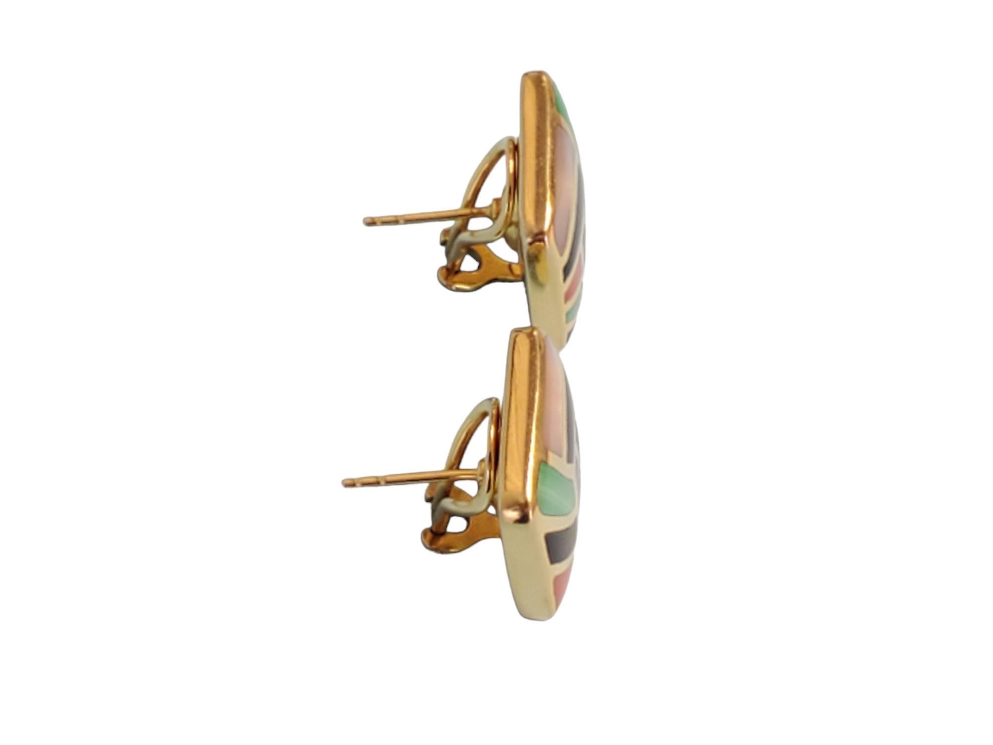 Ohrringe von Asch Grossbardt, 14k Gelbgold, Multi-Stein-Intarsien-Design (Gemischter Schliff) im Angebot