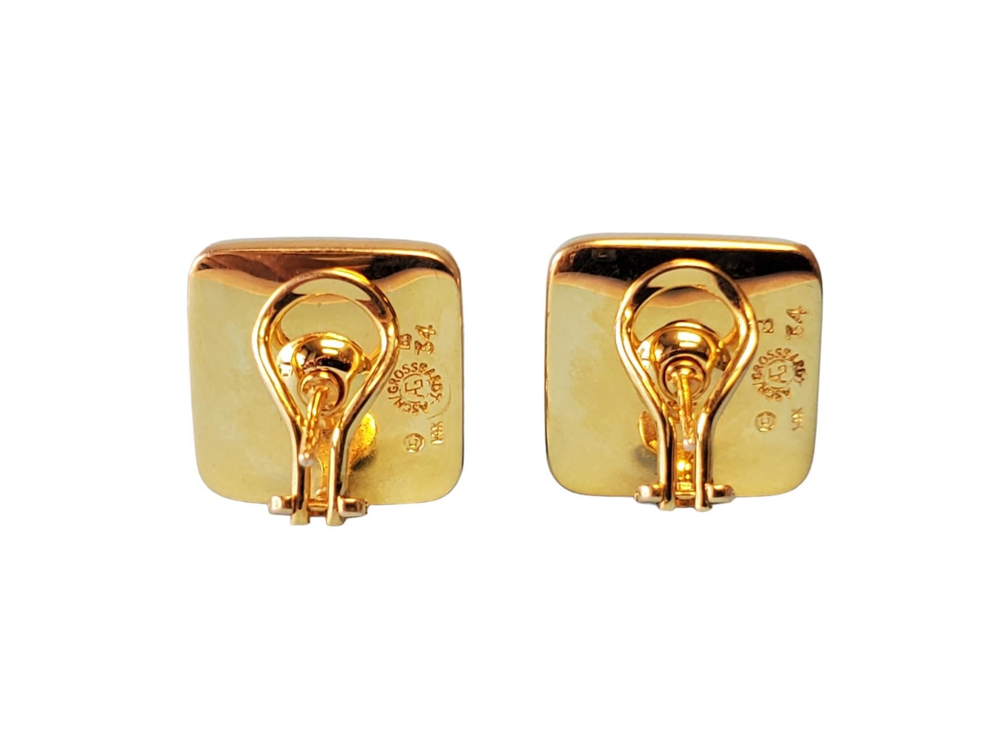 Women's Asch Grossbardt Earrings 14k Yellow Gold Multi-Stone Inlay Design For Sale