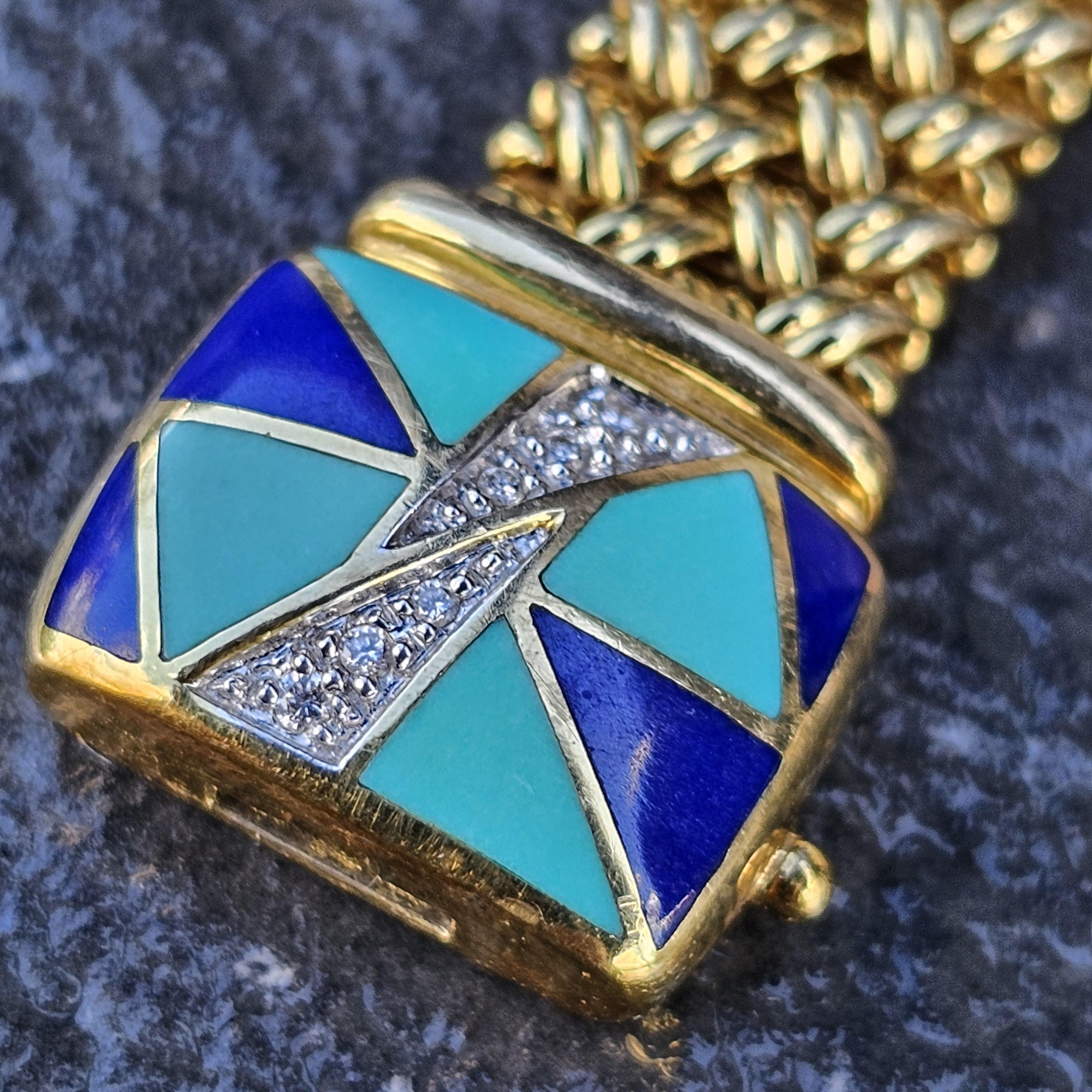 Asch Grossbardt Bracelet à maillons flexibles en or jaune 14k incrustation de diamants 30.5g 6.75