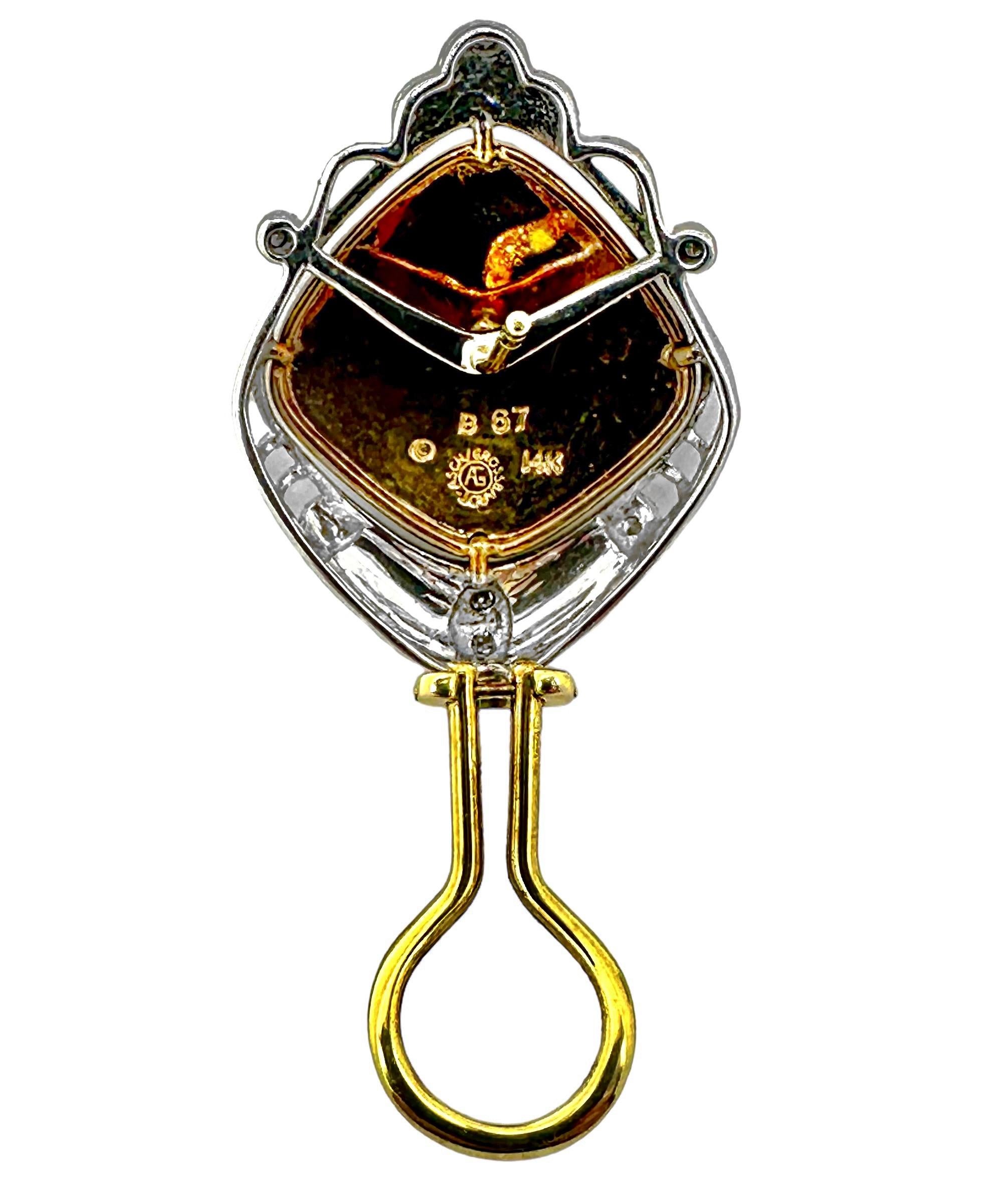 Asch Grossbardt Orecchini con pietre intarsiate dal design floreale in oro bianco e giallo in vendita 1