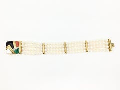 Asch Grossbardt Four Strand Pearl Bracelet with Multi-Stone Clasp