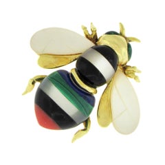 Asch-Grossbardt Gem Inlay Bee Brooch