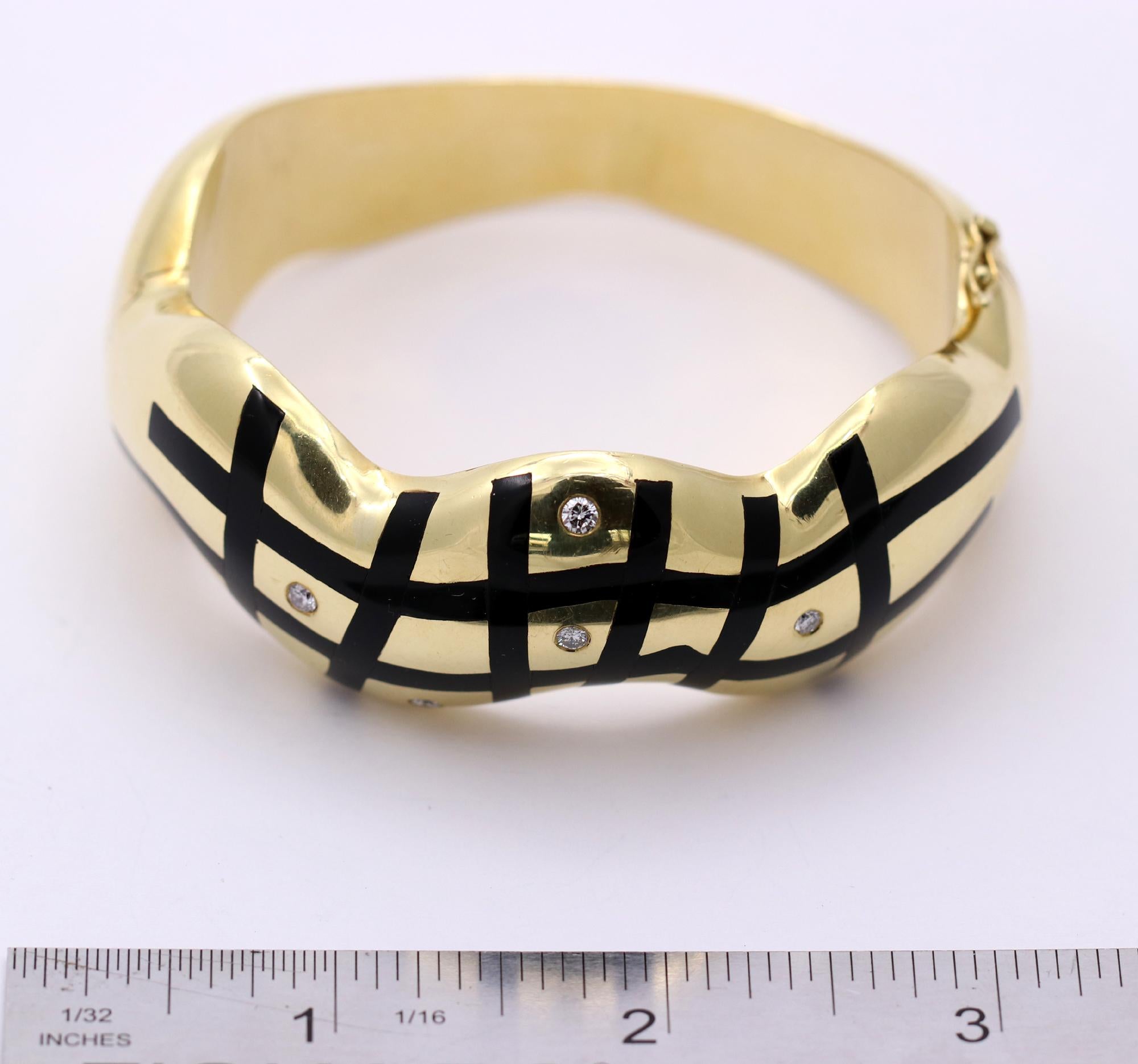 Women's Asch Grossbardt Gold Bracelet with Onyx and Diamonds
