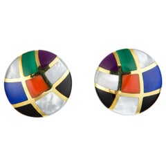 Asch Grossbardt Inlaid Colored Stone Earrings